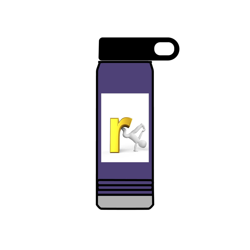 Yellow Letter R with Cartoon Figure Water Bottle | 20oz Insulated Stainless