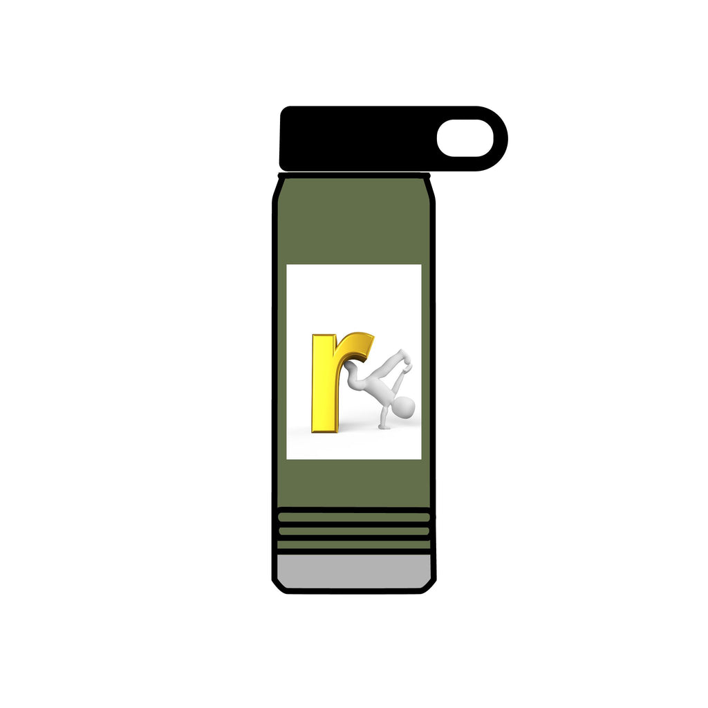 Yellow Letter R with Cartoon Figure Water Bottle | 20oz Insulated Stainless