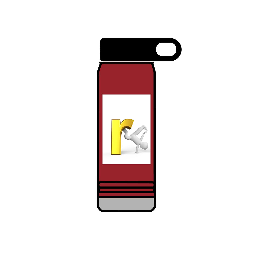 Yellow Letter R with Cartoon Figure Water Bottle | 20oz Insulated Stainless