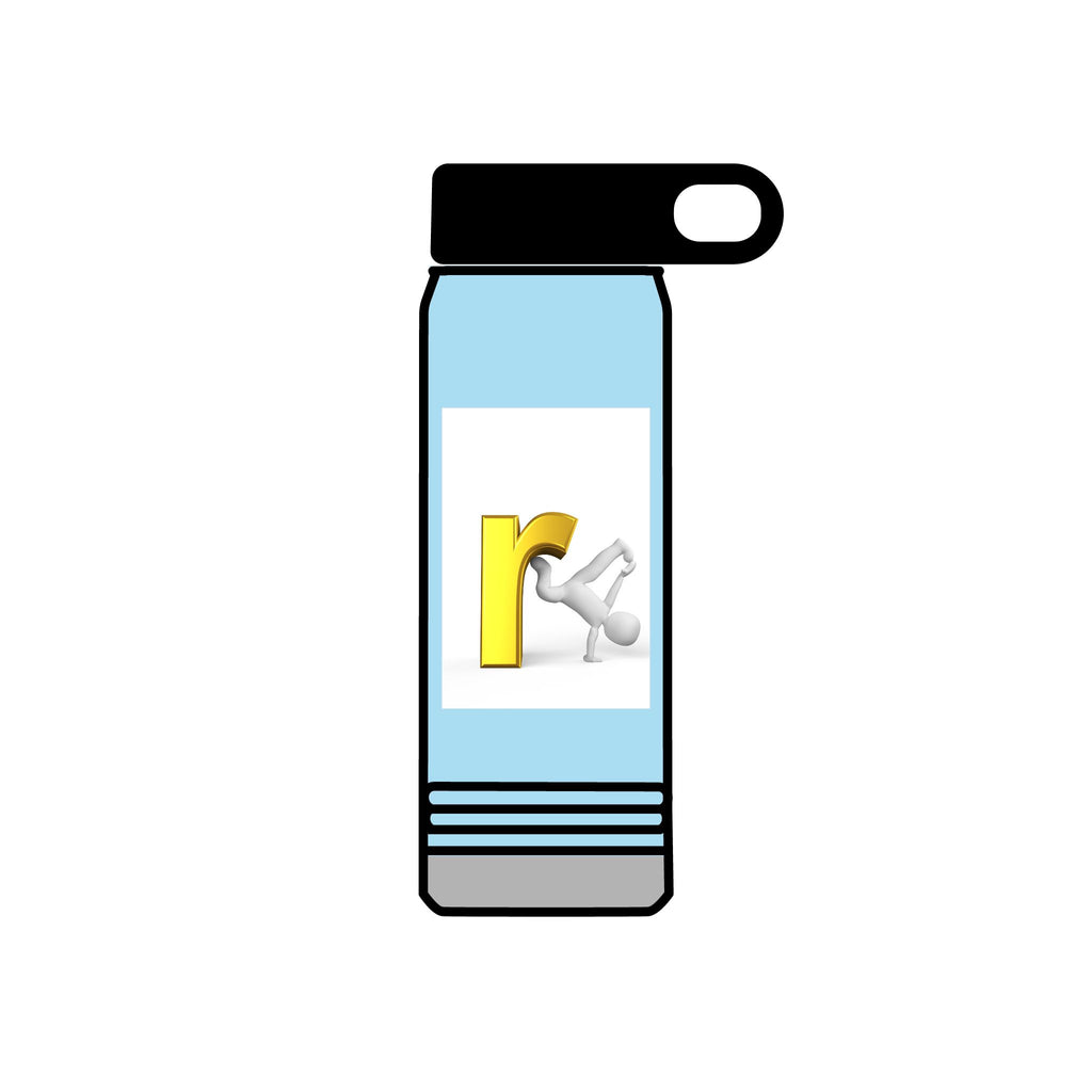 Yellow Letter R with Cartoon Figure Water Bottle | 20oz Insulated Stainless