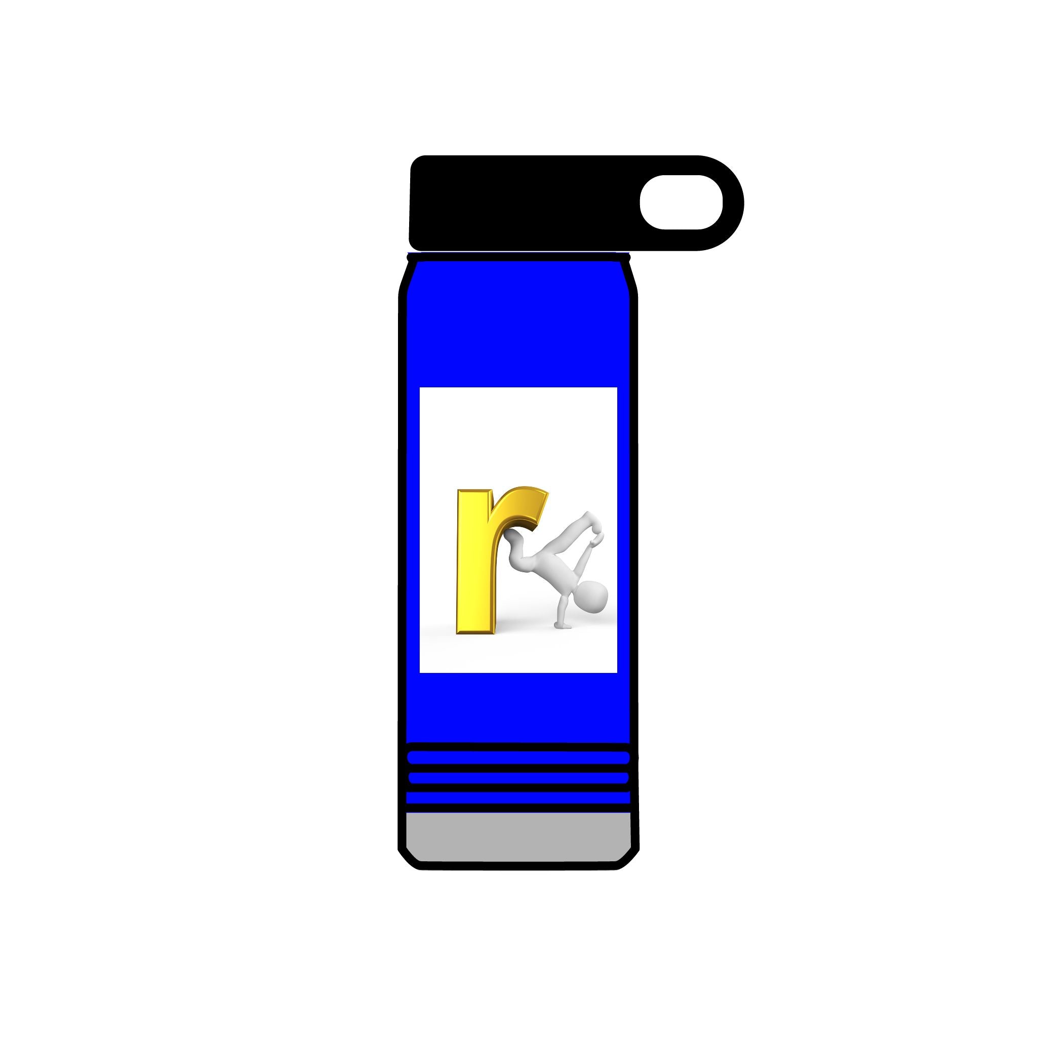 Yellow Letter R with Cartoon Figure Water Bottle | 20oz Insulated Stainless