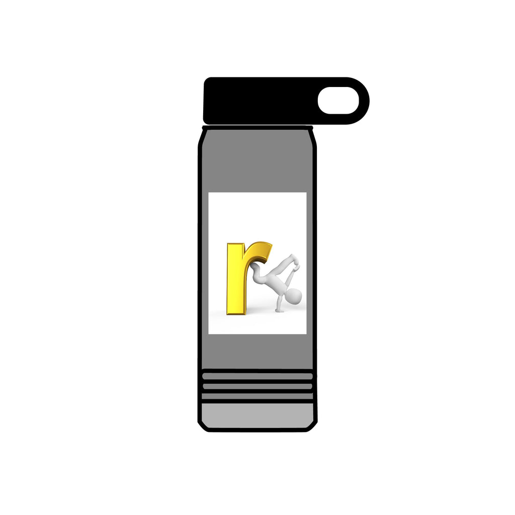 Yellow Letter R with Cartoon Figure Water Bottle | 20oz Insulated Stainless