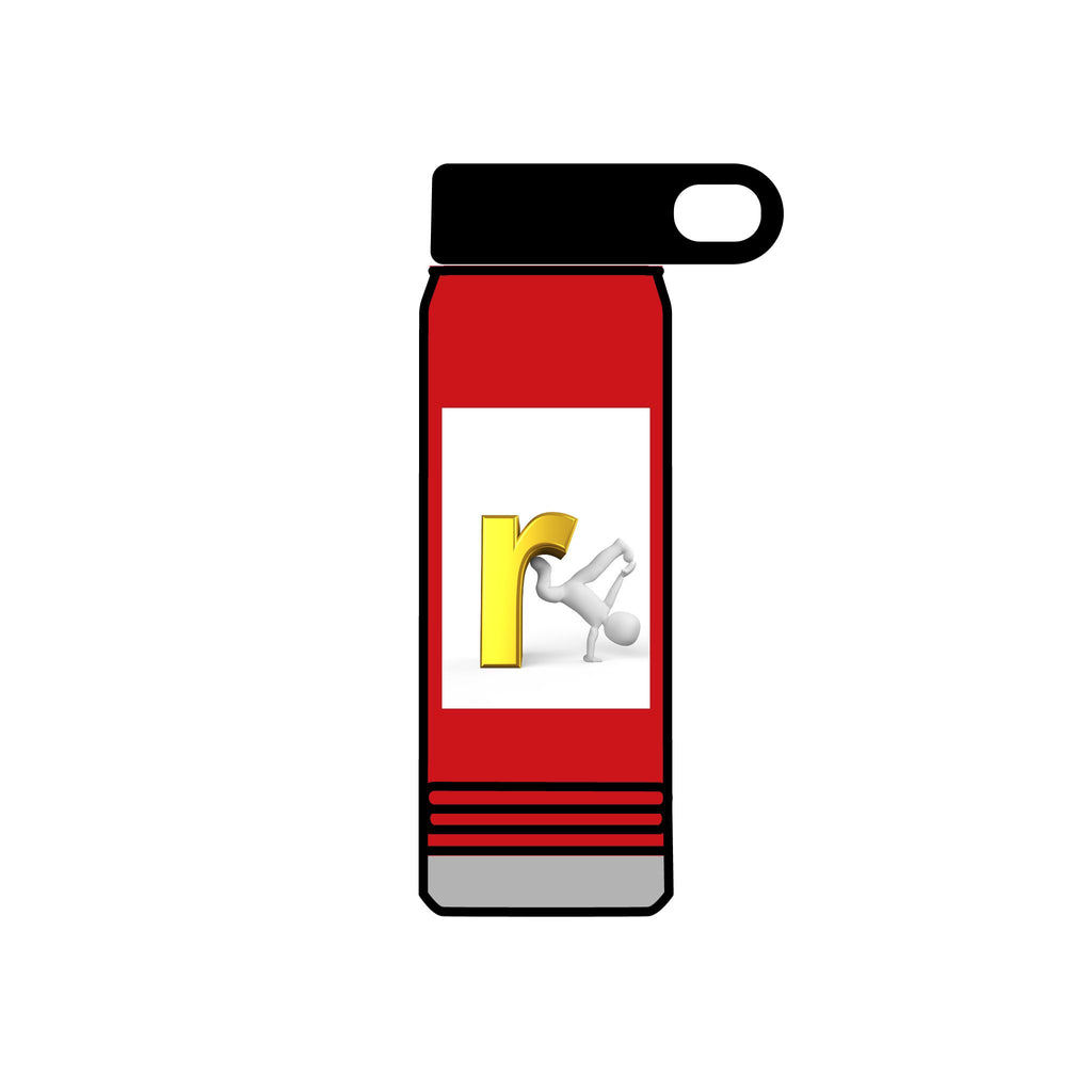 Yellow Letter R with Cartoon Figure Water Bottle | 20oz Insulated Stainless