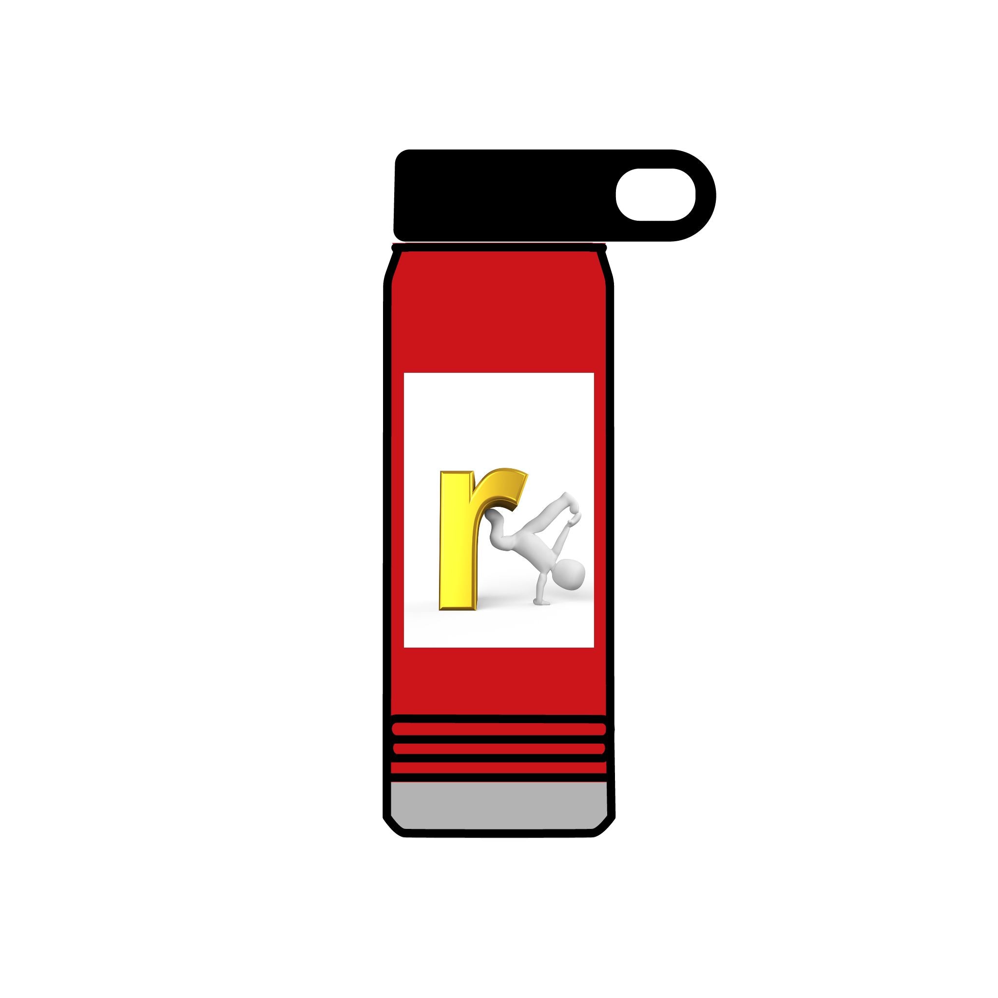 Yellow Letter R with Cartoon Figure Water Bottle | 20oz Insulated Stainless