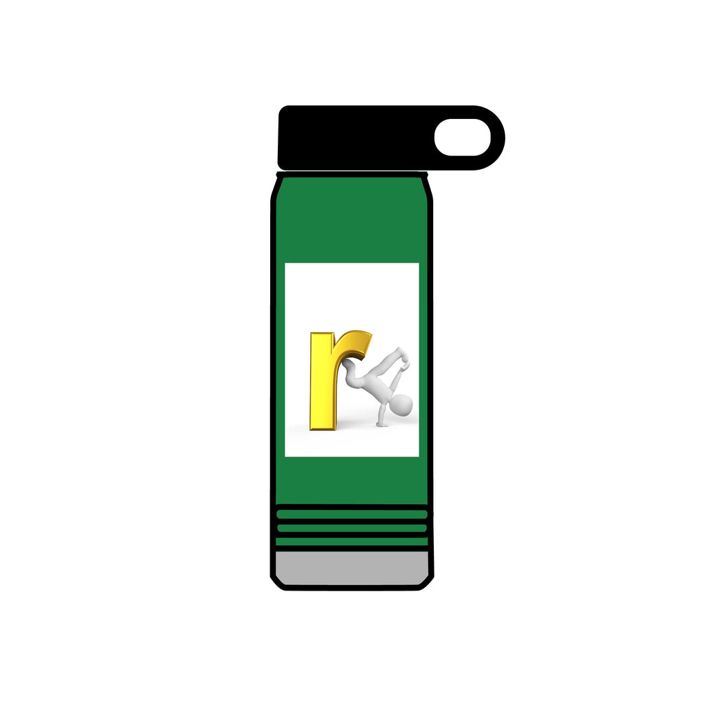 Yellow Letter R with Cartoon Figure Water Bottle | 20oz Insulated Stainless