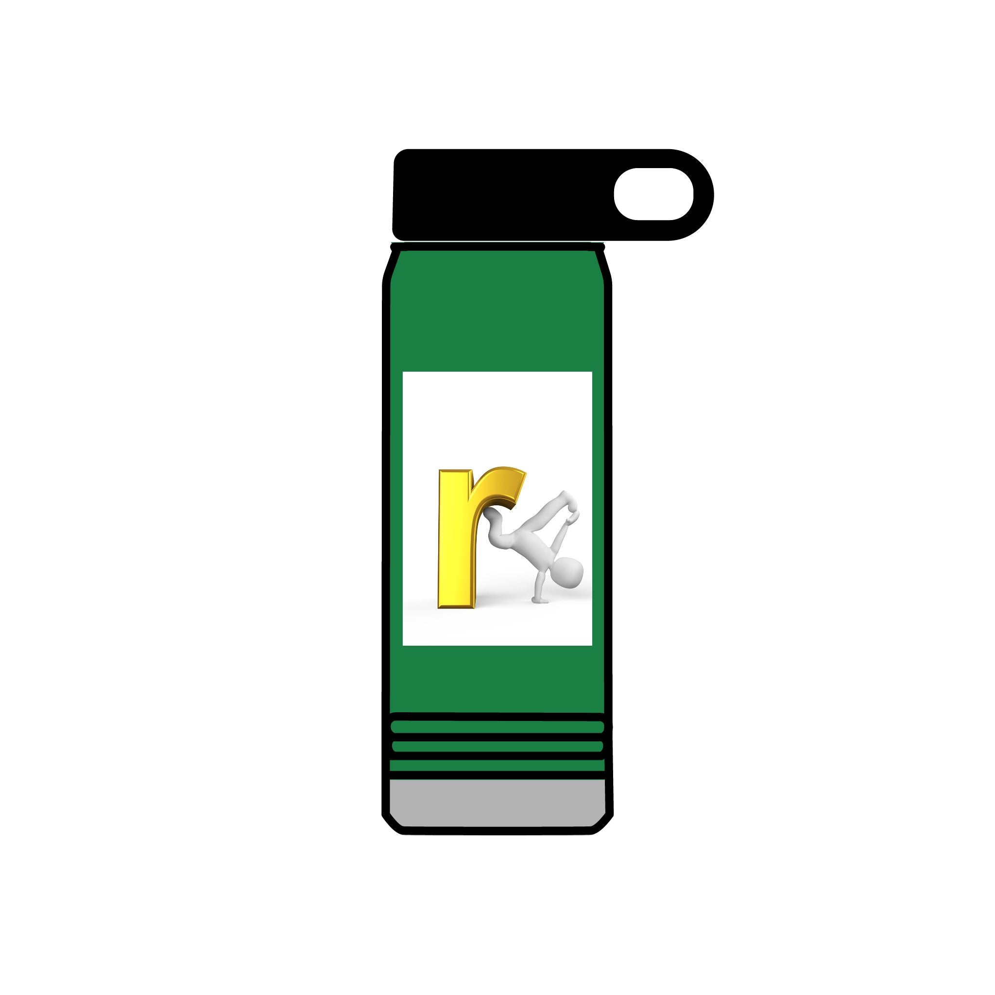 Yellow Letter R with Cartoon Figure Water Bottle | 20oz Insulated Stainless