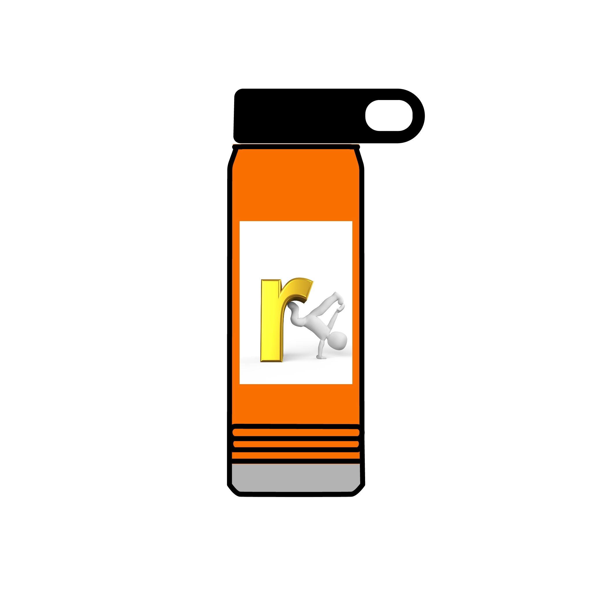 Yellow Letter R with Cartoon Figure Water Bottle | 20oz Insulated Stainless