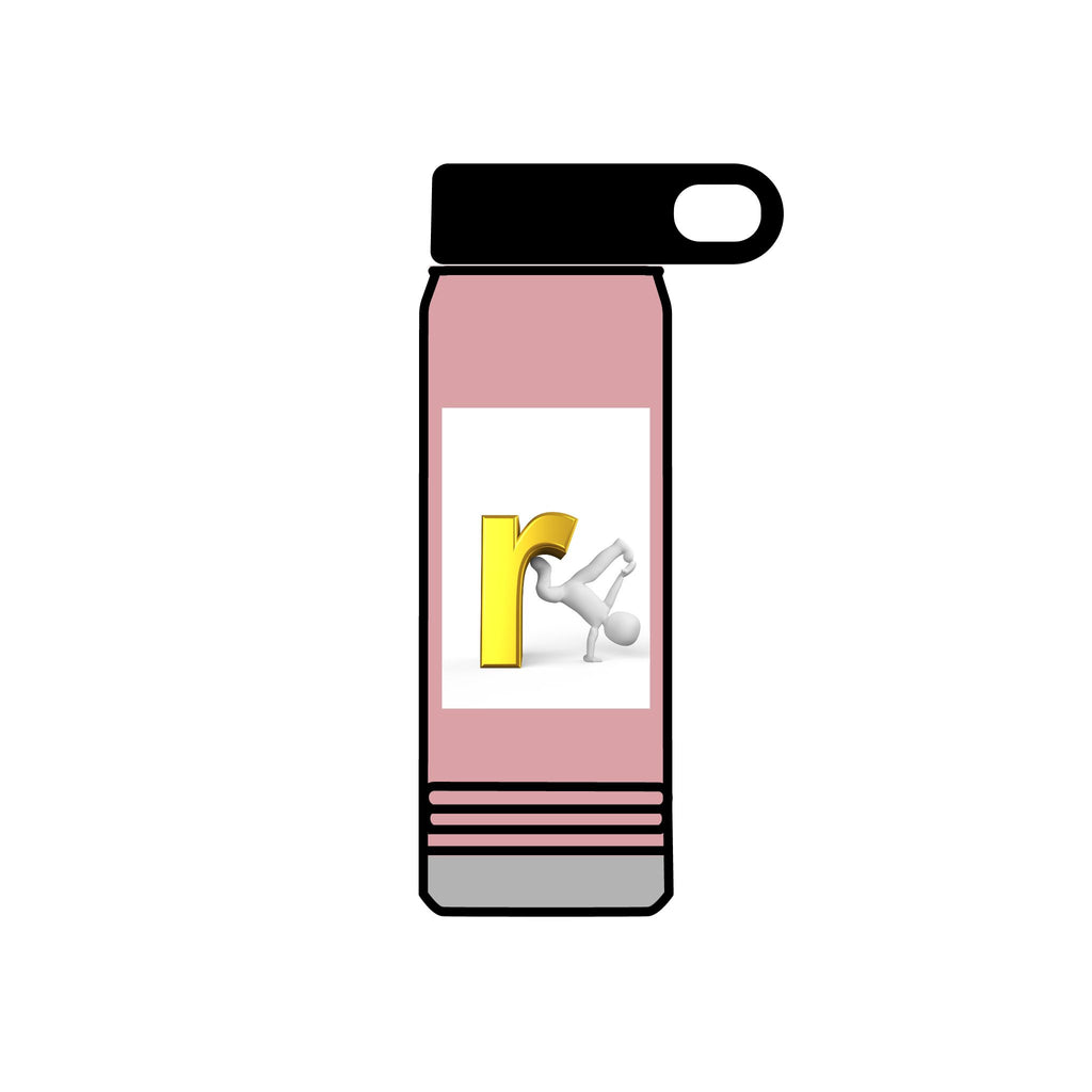 Yellow Letter R with Cartoon Figure Water Bottle | 20oz Insulated Stainless