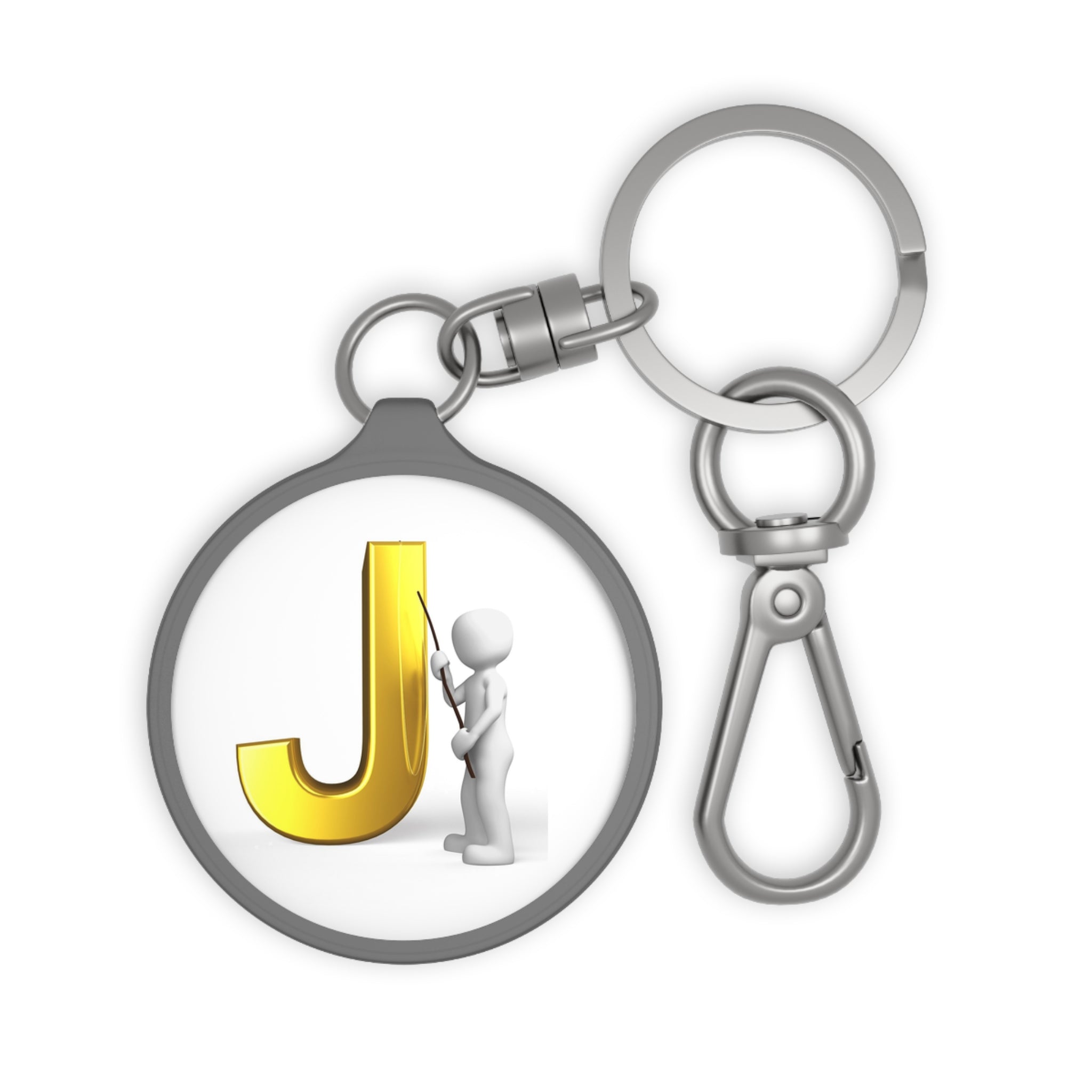 Gold Letter J Initial Keyring Tag | Monogram Keychain