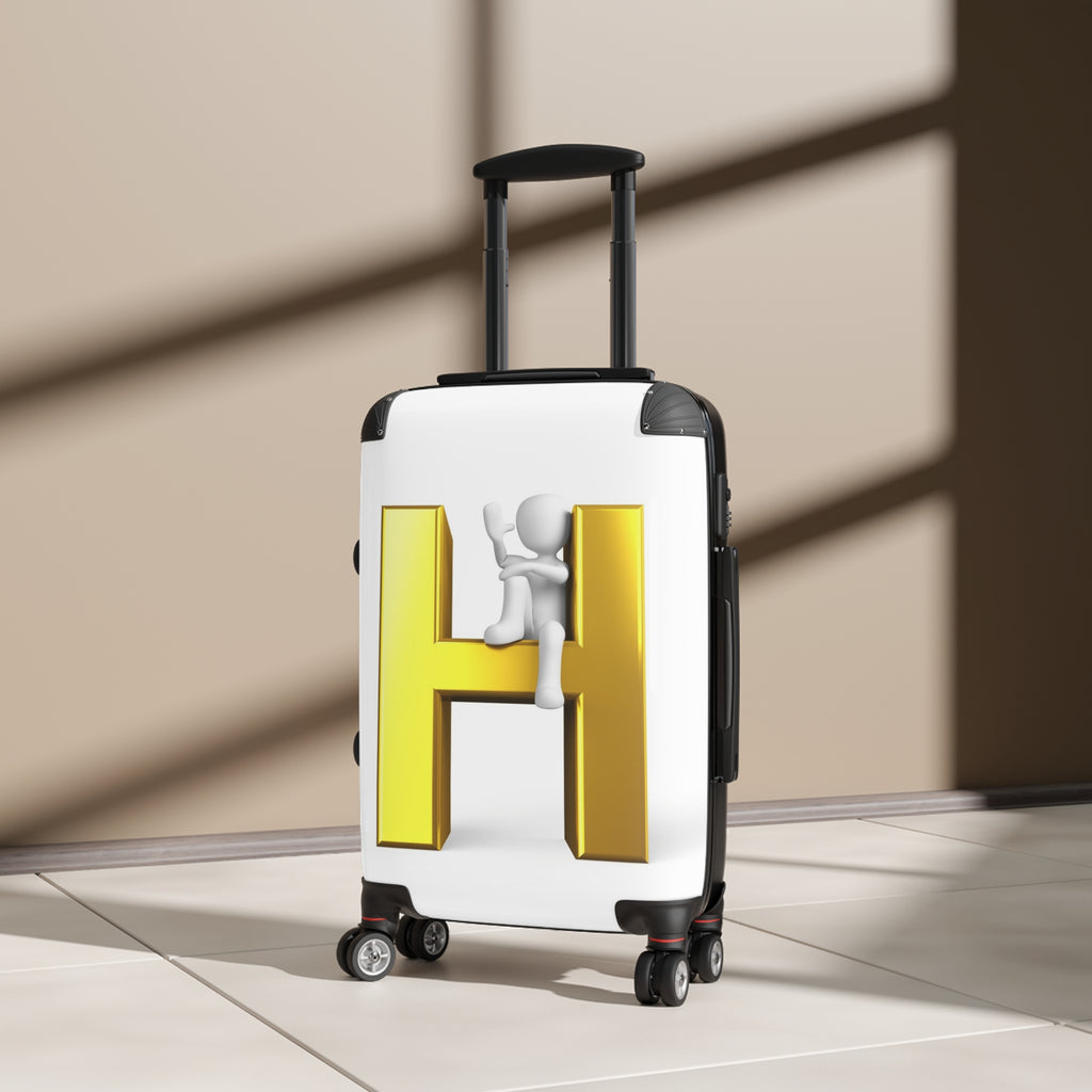 3D Gold Letter H Climber Suitcase | Hard Shell Luggage