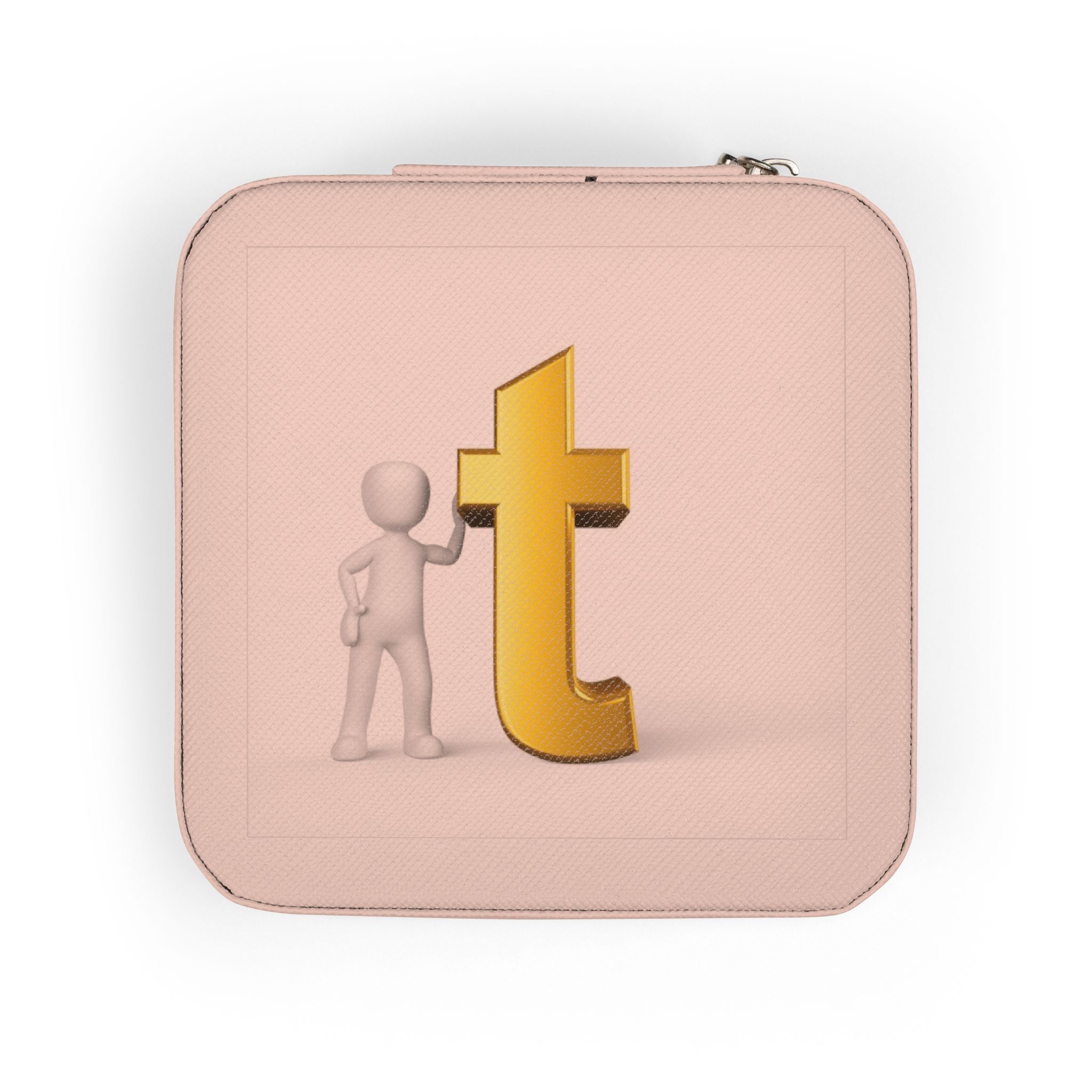 Minimalist Gold Letter T Jewelry Travel Case | Compact Portable Organizer