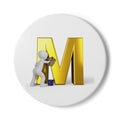 Gold Letter M monogram Ceramic Coaster | Initial M coaster, cork back