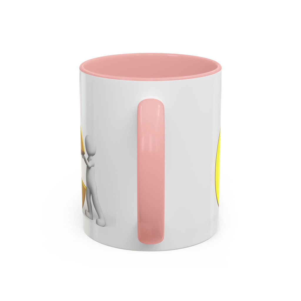 3D Stick Figure Holding Gold Letter C Accent Coffee Mug | Initial Monogram Mug