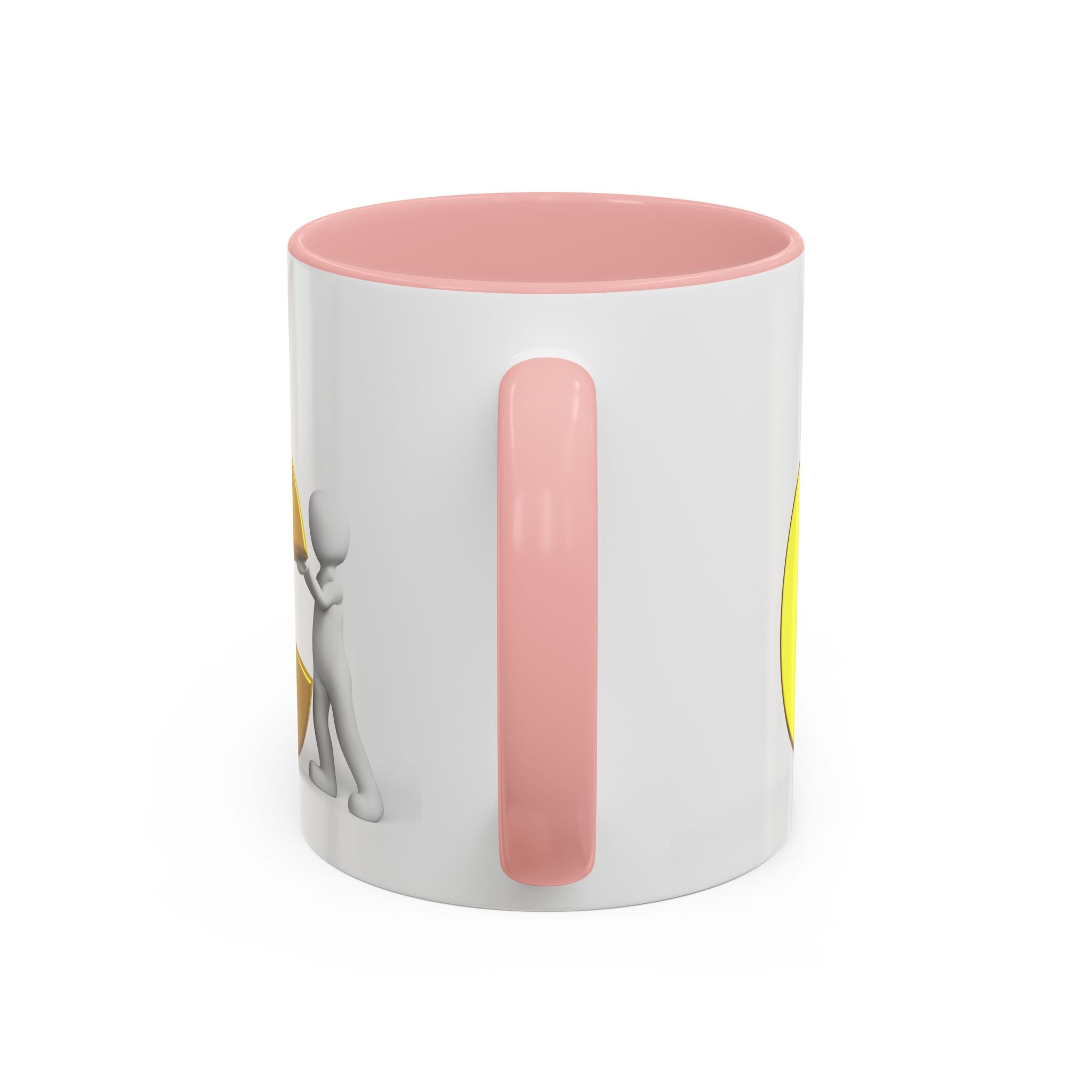 3D Stick Figure Holding Gold Letter C Accent Coffee Mug | Initial Monogram Mug