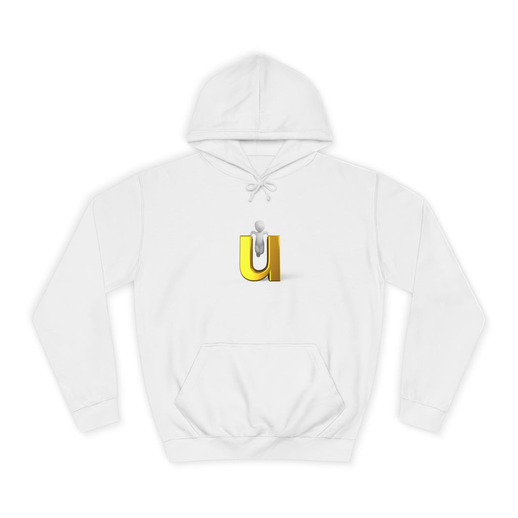 3D Gold Letter U Hoodie | Minimal Initial Sweatshirt