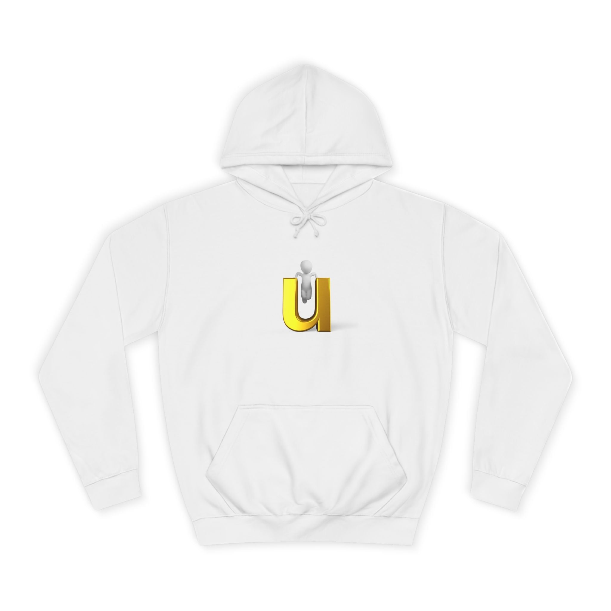 3D Gold Letter U Hoodie | Minimal Initial Sweatshirt
