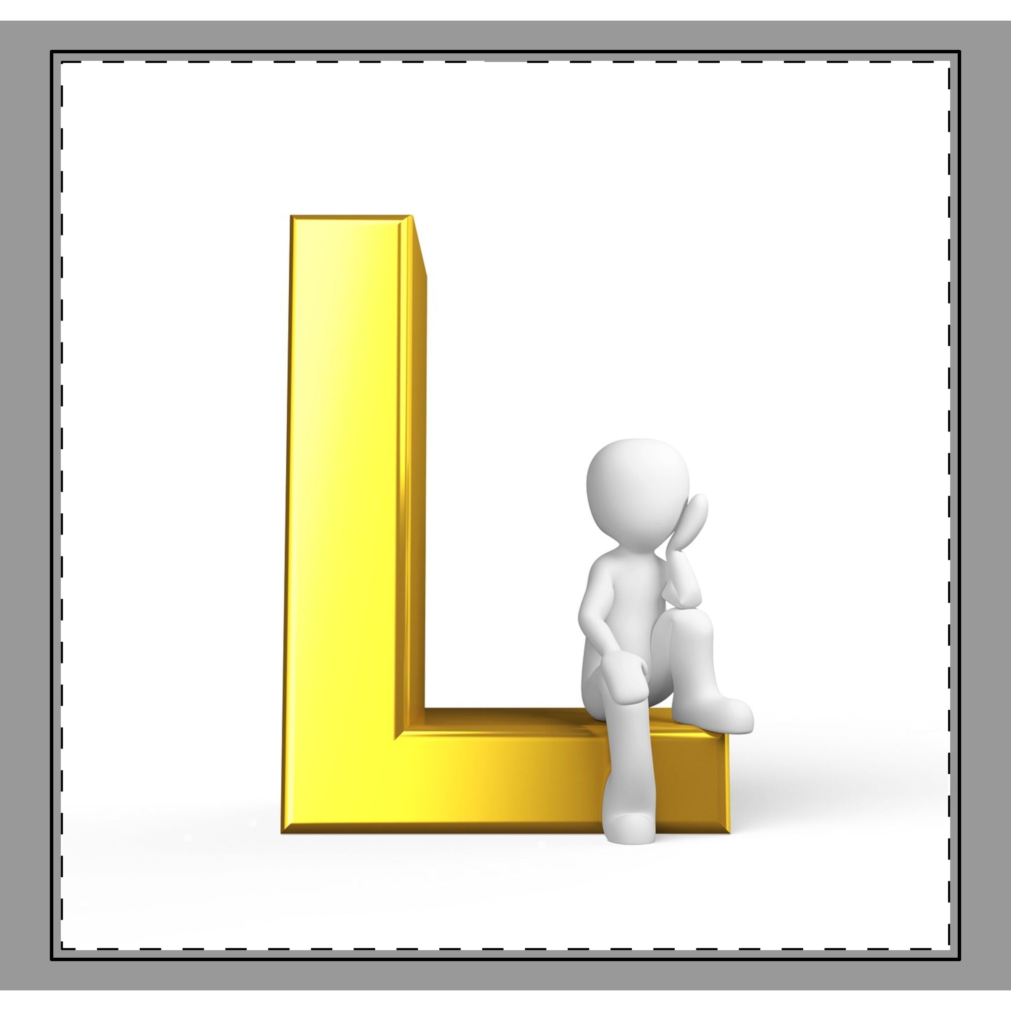 3D Gold Letter L with Sitting Figure coverlet