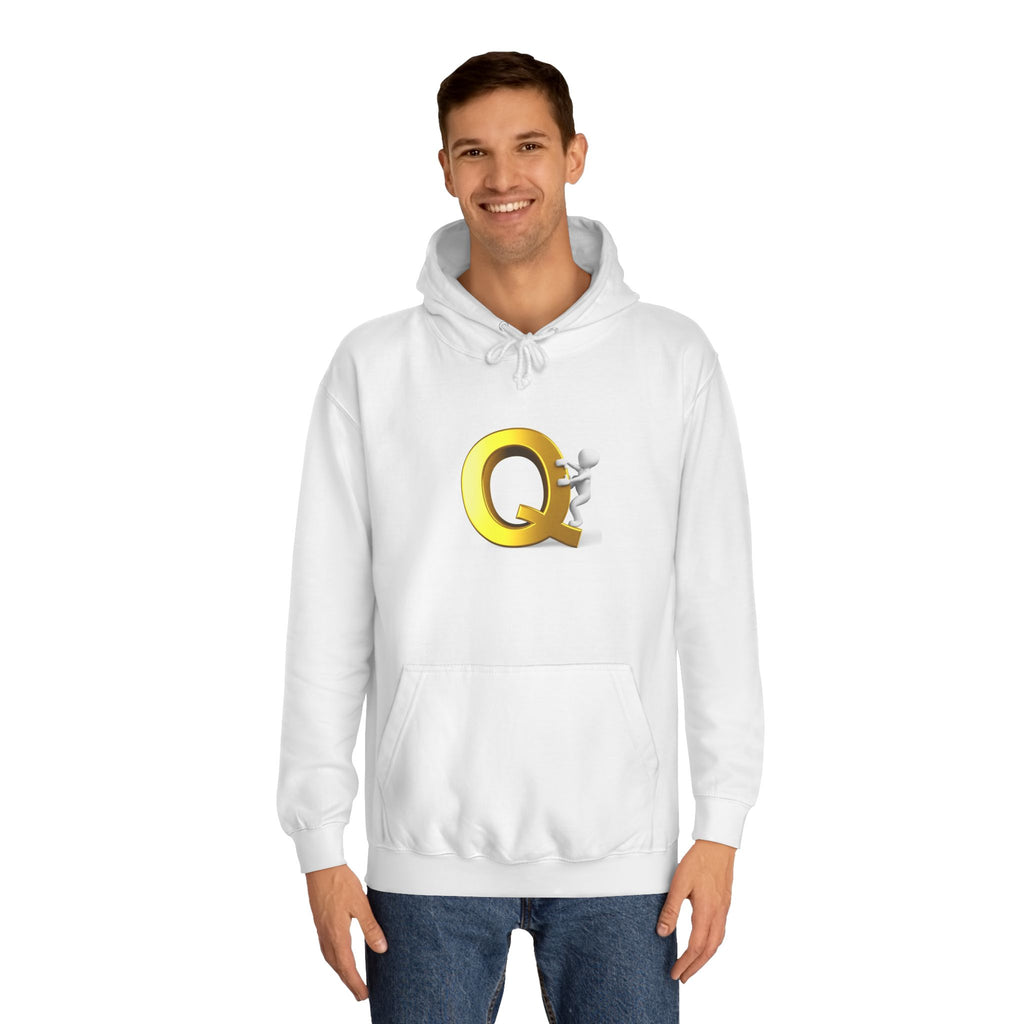Golden Q Letter Hoodie | 3D Character Climbing Initial Sweatshirt