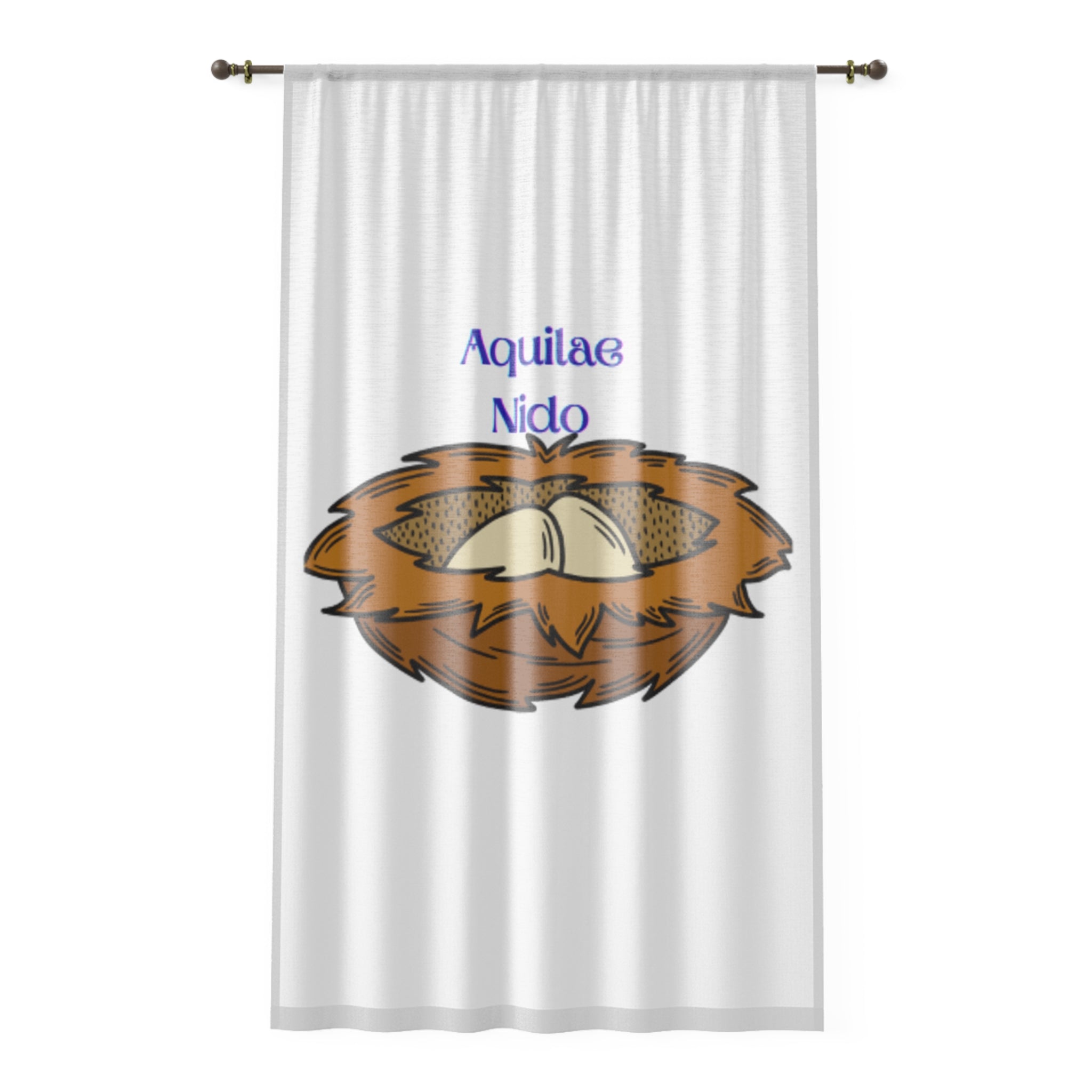 Eagle Nest Window Curtain | Bird Nest Illustration | Latin Text Aquilae Nido