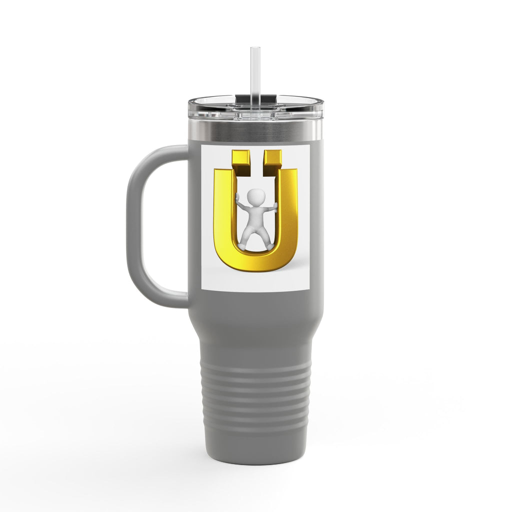 Golden Letter Ü with Figure 40oz Travel Mug | Insulated Tumbler