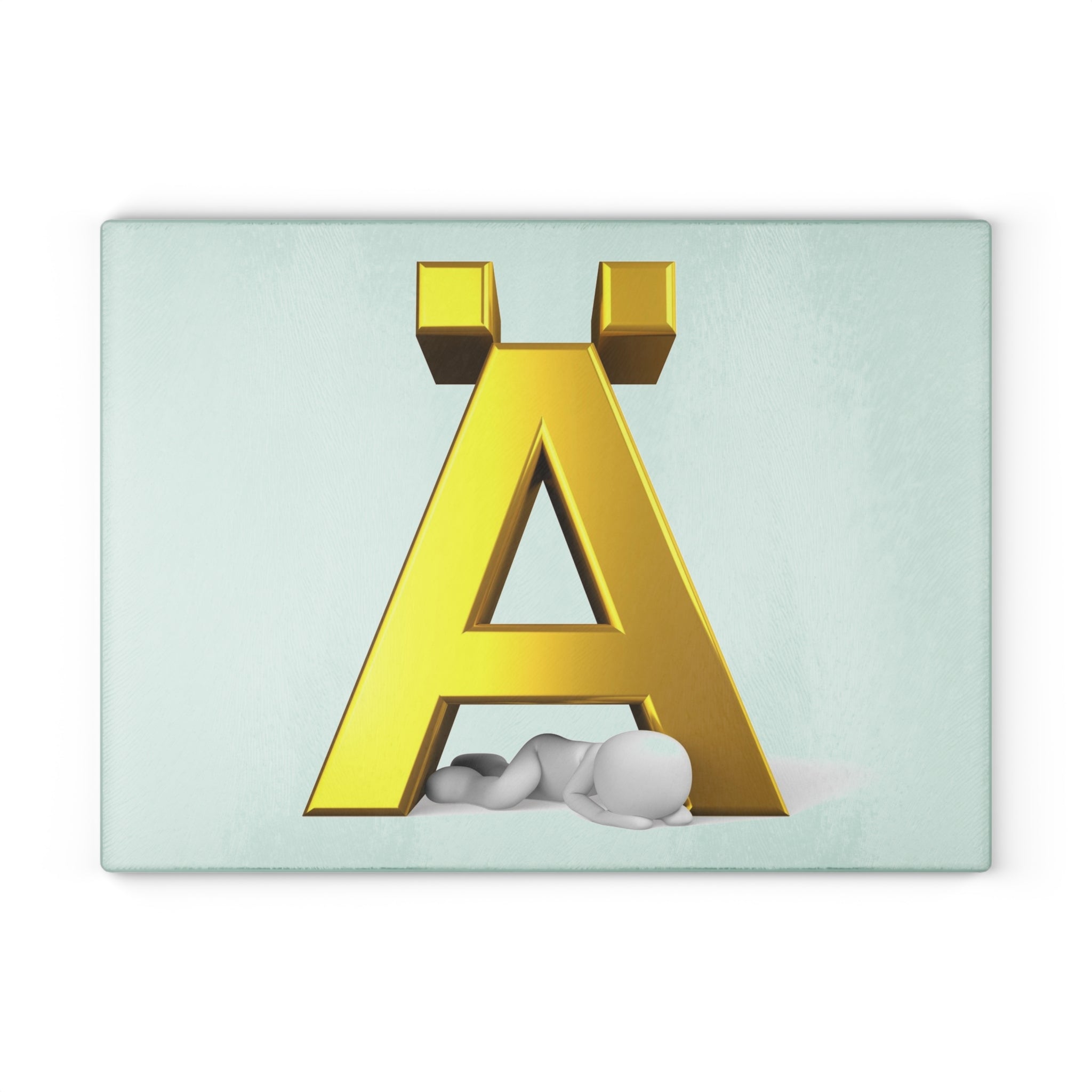 Gold Letter Ä glass cutting board | Monogram initial kitchen decor