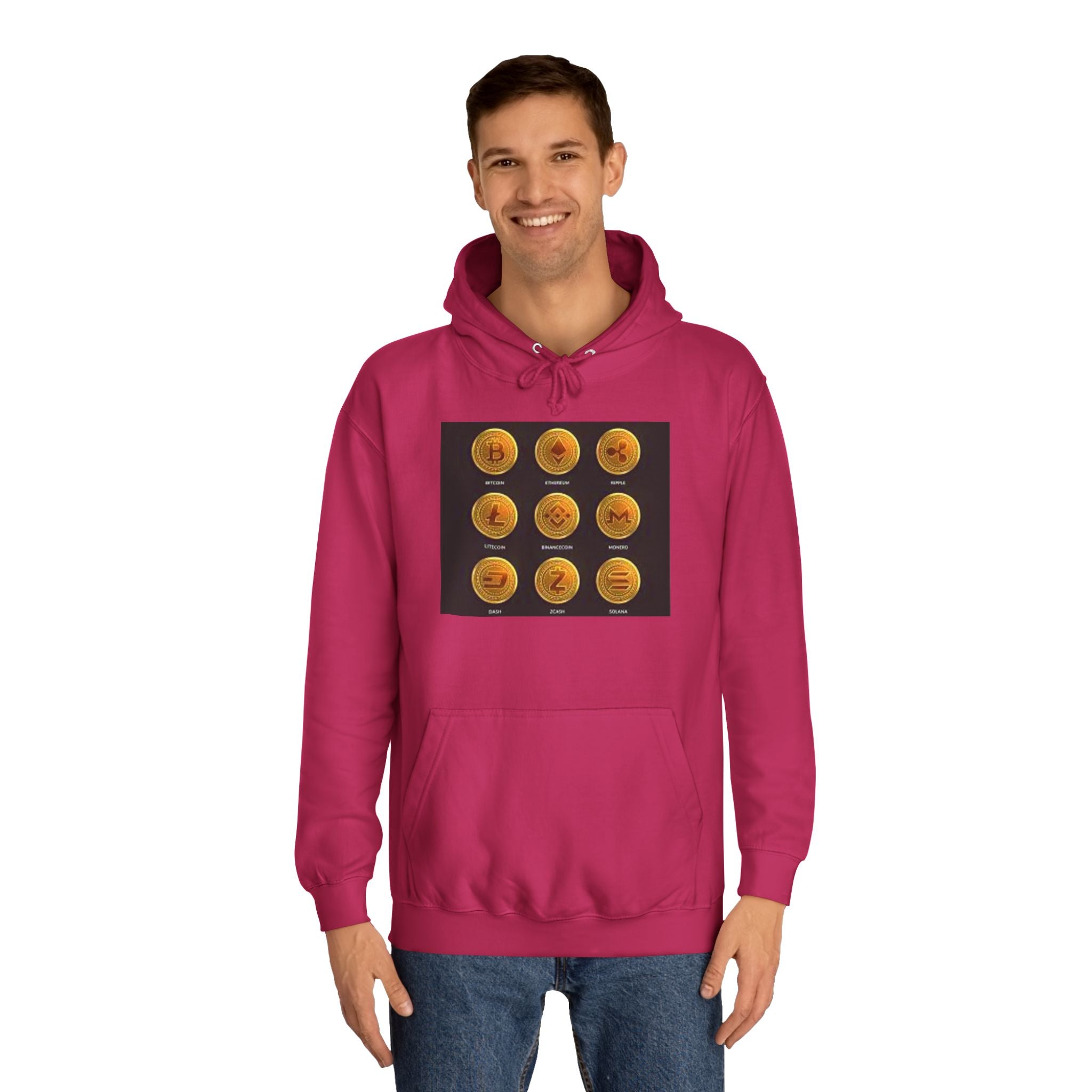 Crypto Coin Icons Hoodie | Bitcoin Ethereum Litecoin Ripple Doge Zcash Monero