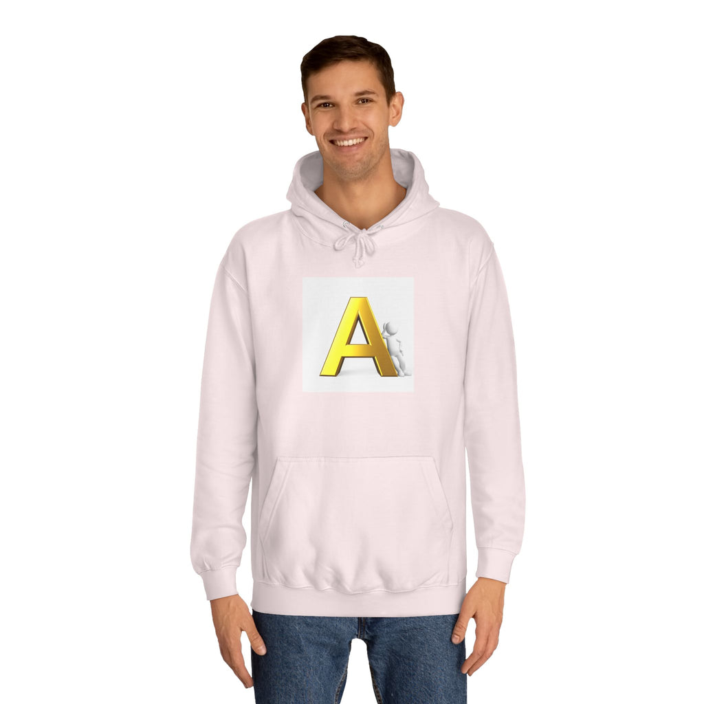 Gold 3D Letter A Hoodie | Monogram Initial A sweatshirt
