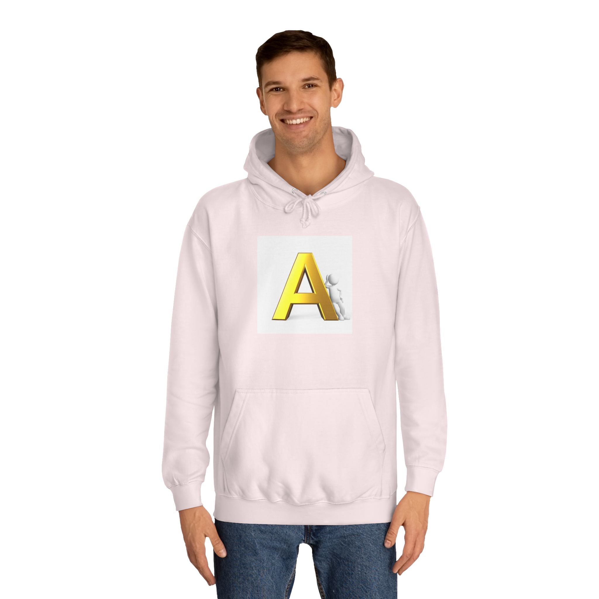 Gold 3D Letter A Hoodie | Monogram Initial A sweatshirt