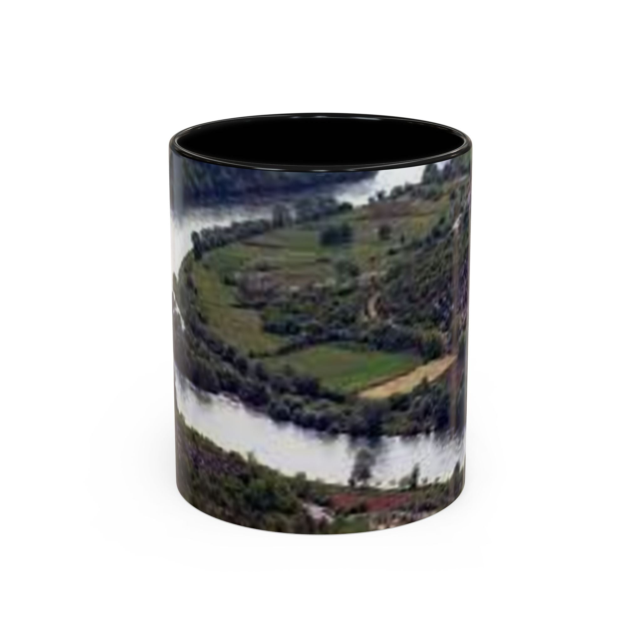 Riverside Landscape Coffee Mug | Accent Black Handle and Rim