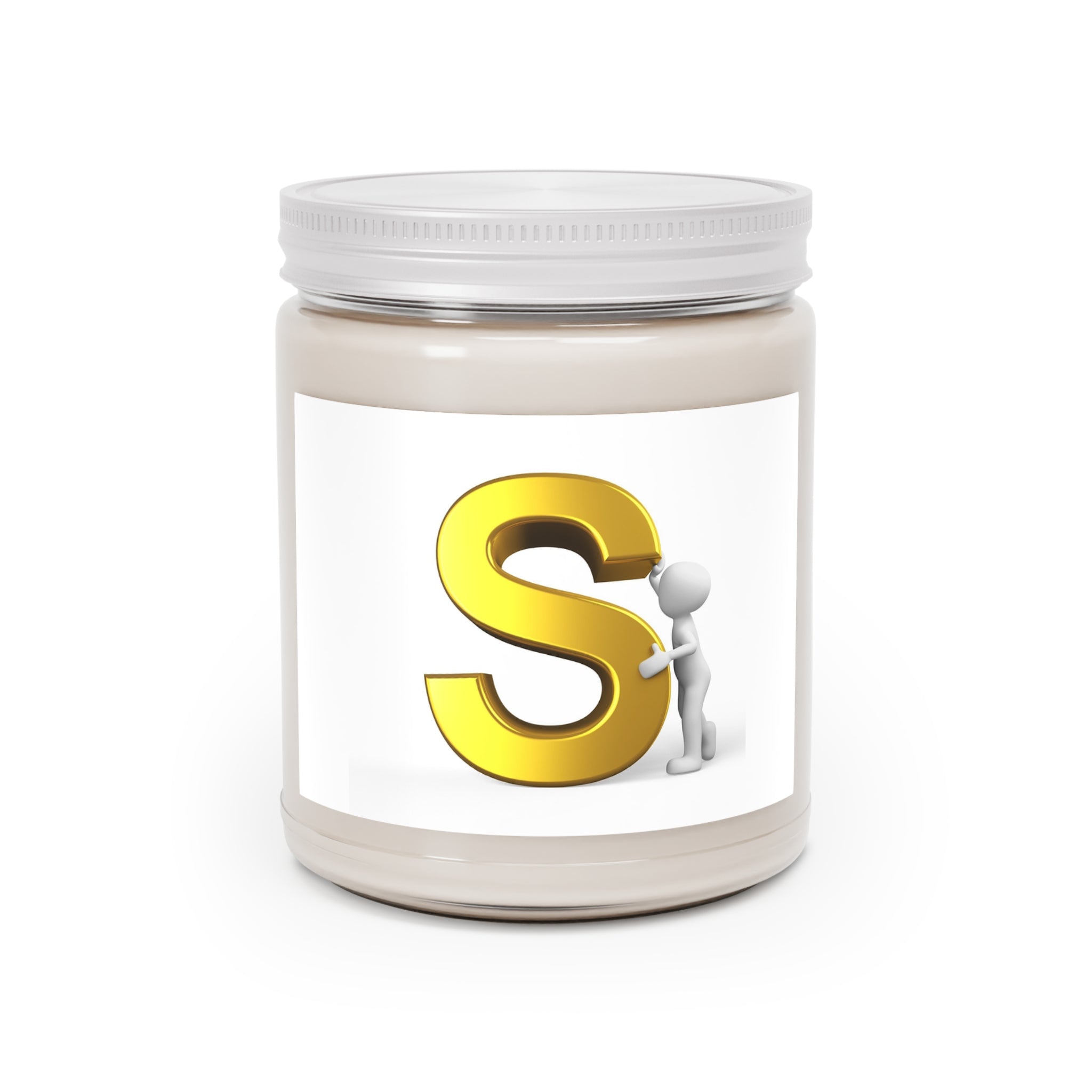 Gold Letter S Monogram Candle Soy Candle | 9oz Jar with White Lid