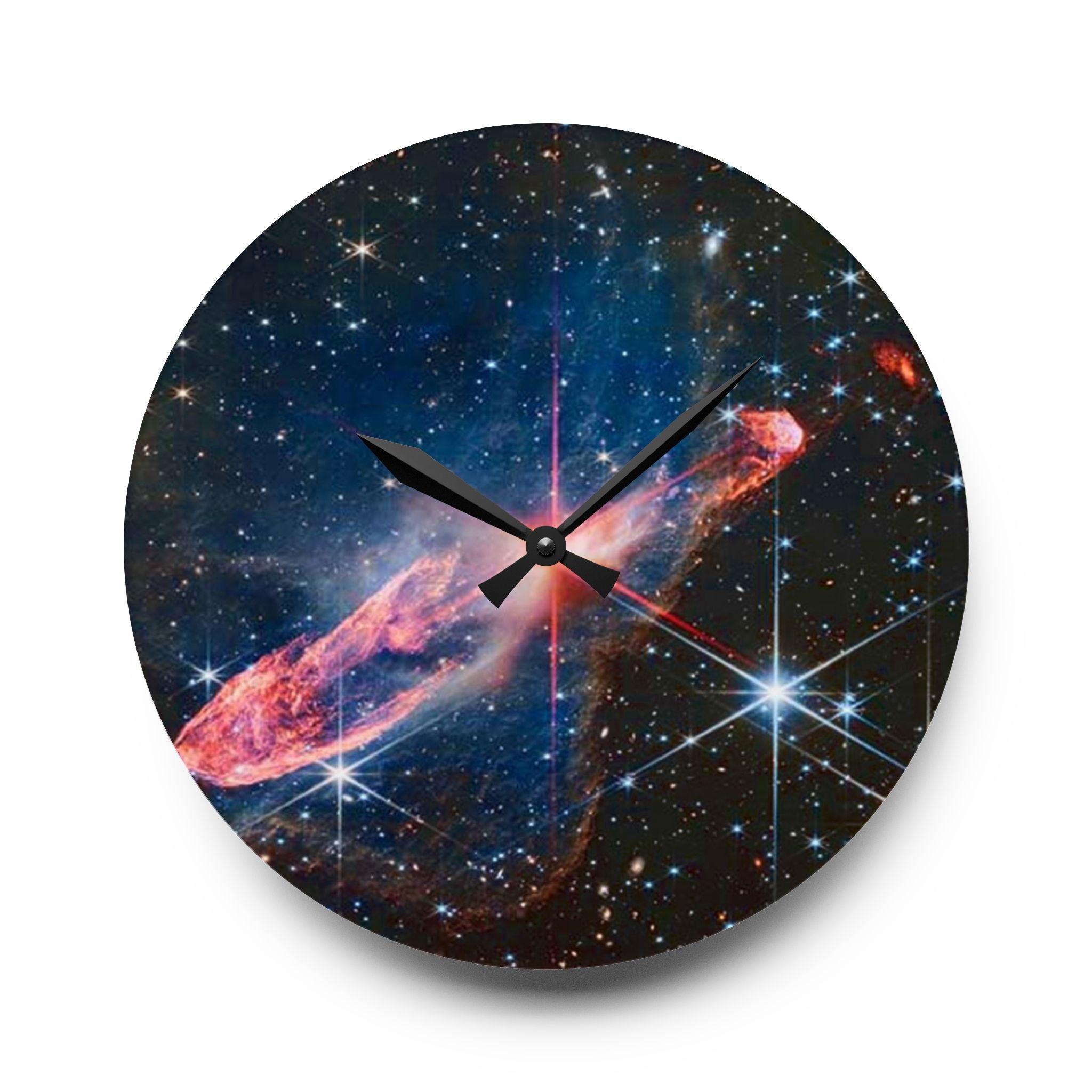 Horloge murale en acrylique Art de l'espace Galaxie Nébuleuse | Décor Éclat cosmique