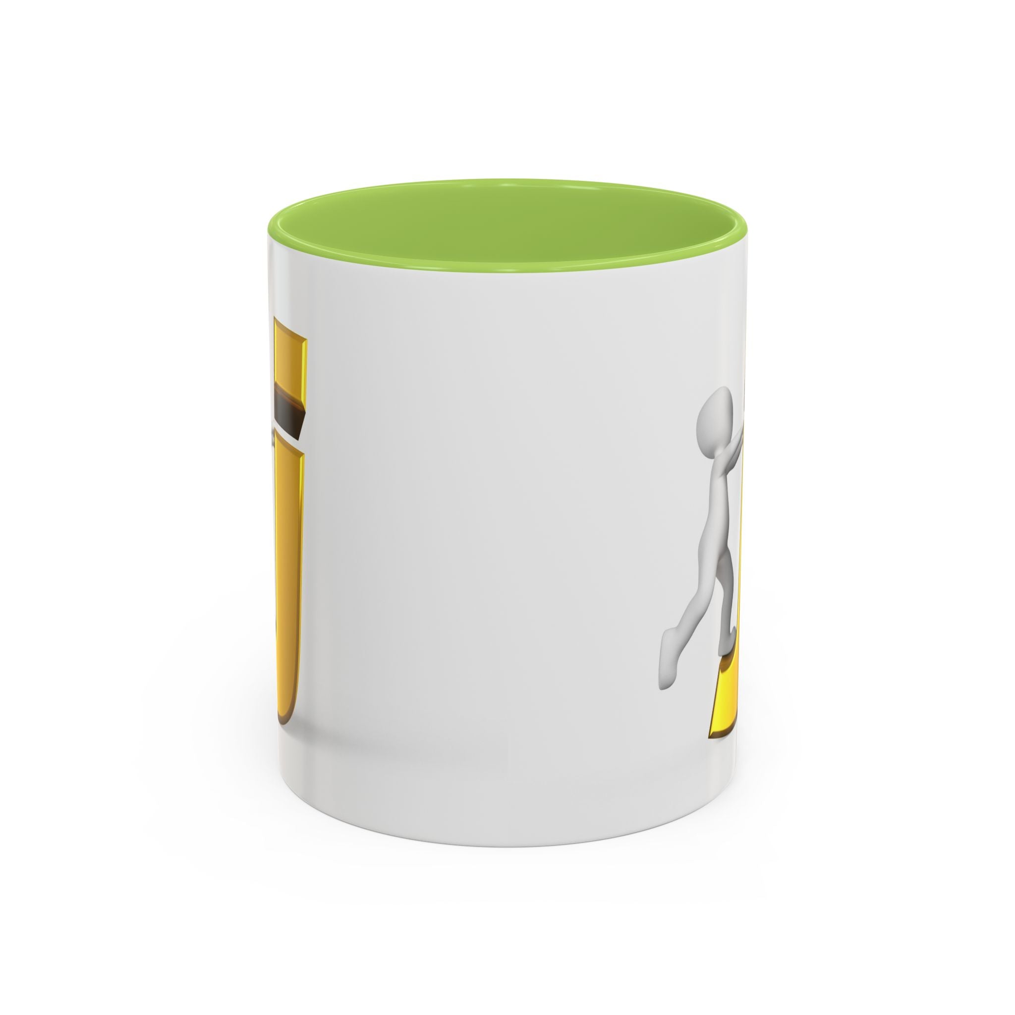 Tasse avec figurine 3D bâton poussant la lettre J dorée | Tasse à café