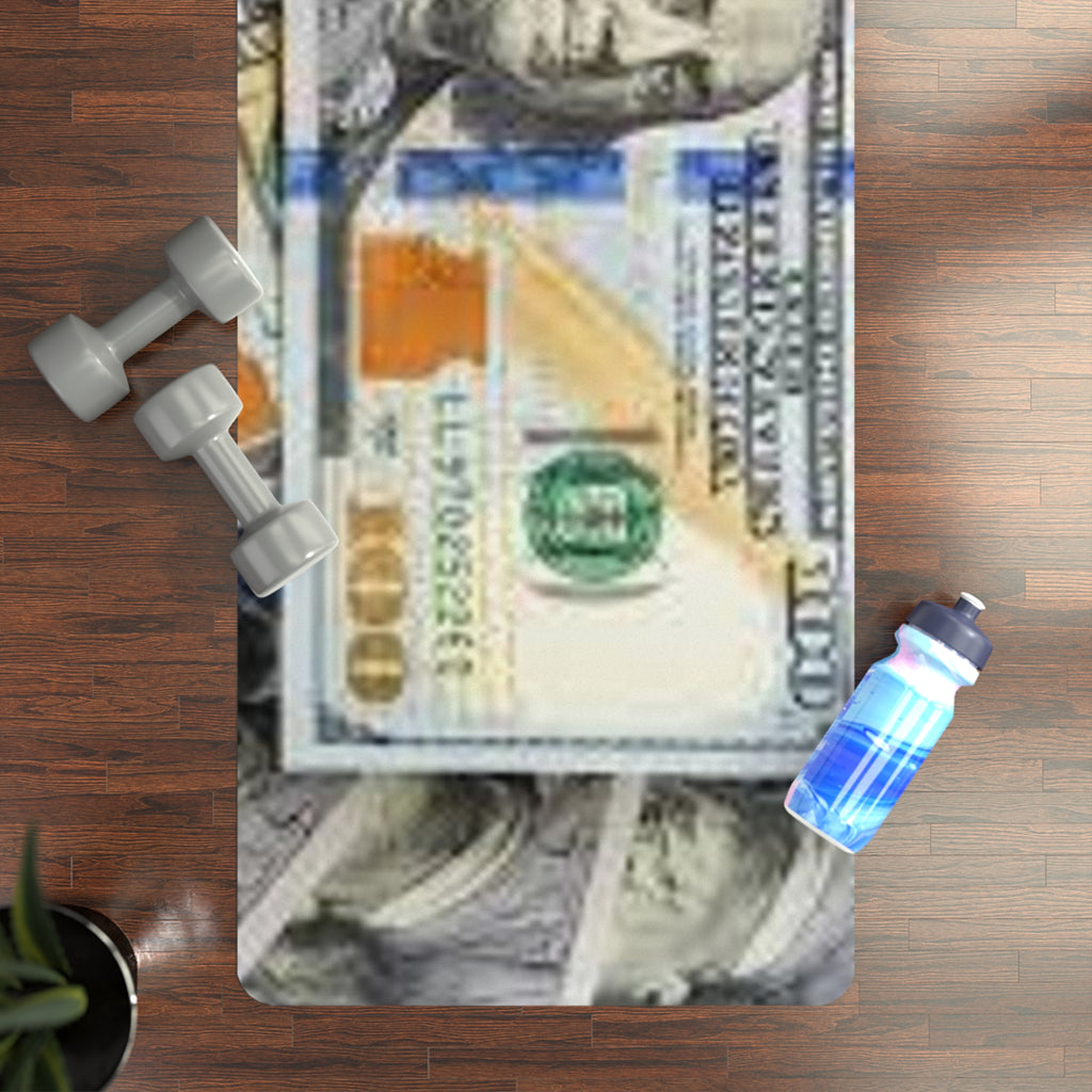 Hundred Dollar Bill Money Print Rubber Yoga Mat | Cash Pattern, Fitness Mat