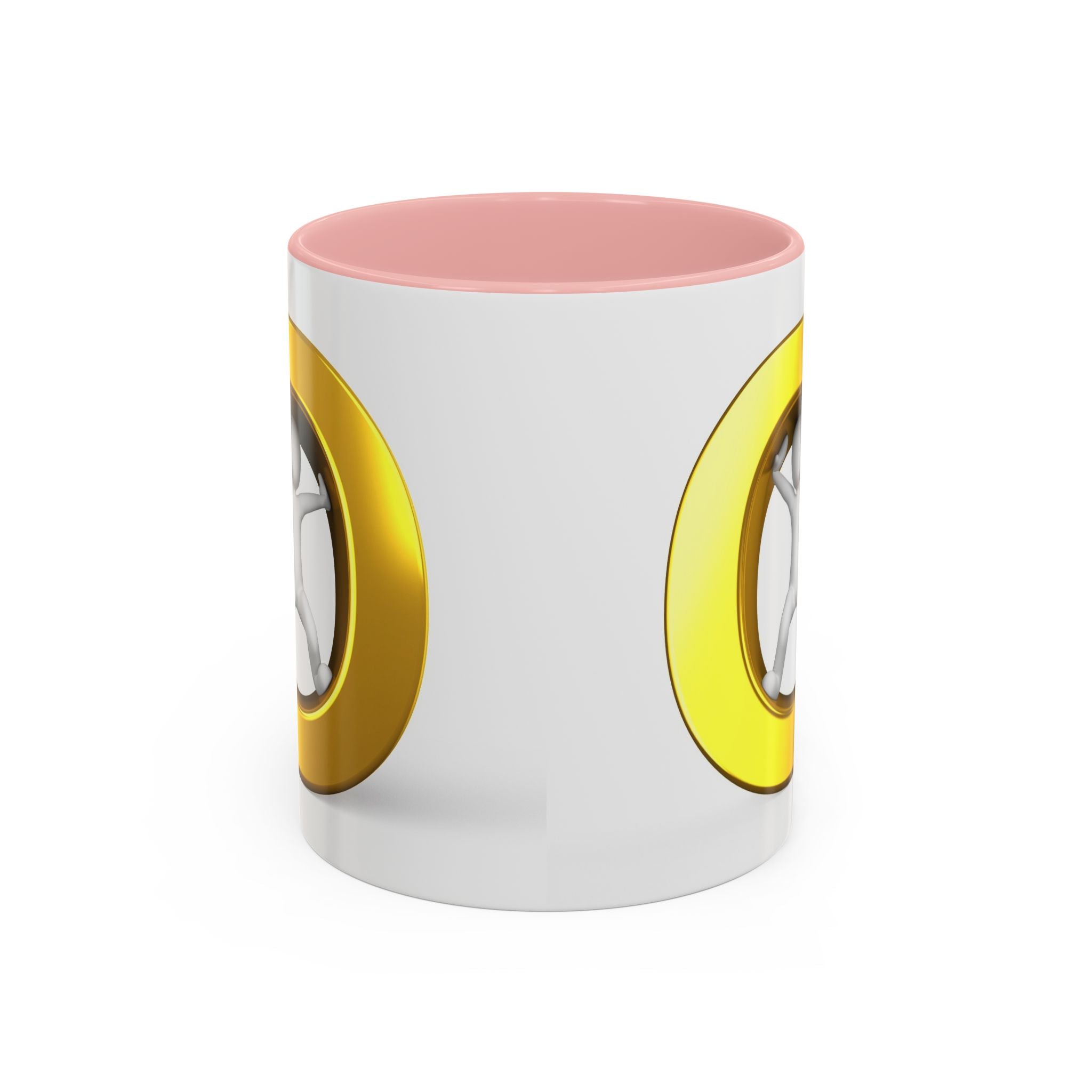 Mug en céramique avec bonhomme allumette à l'intérieur de la lettre O dorée | Tasse à café bicolore 325ml 440ml