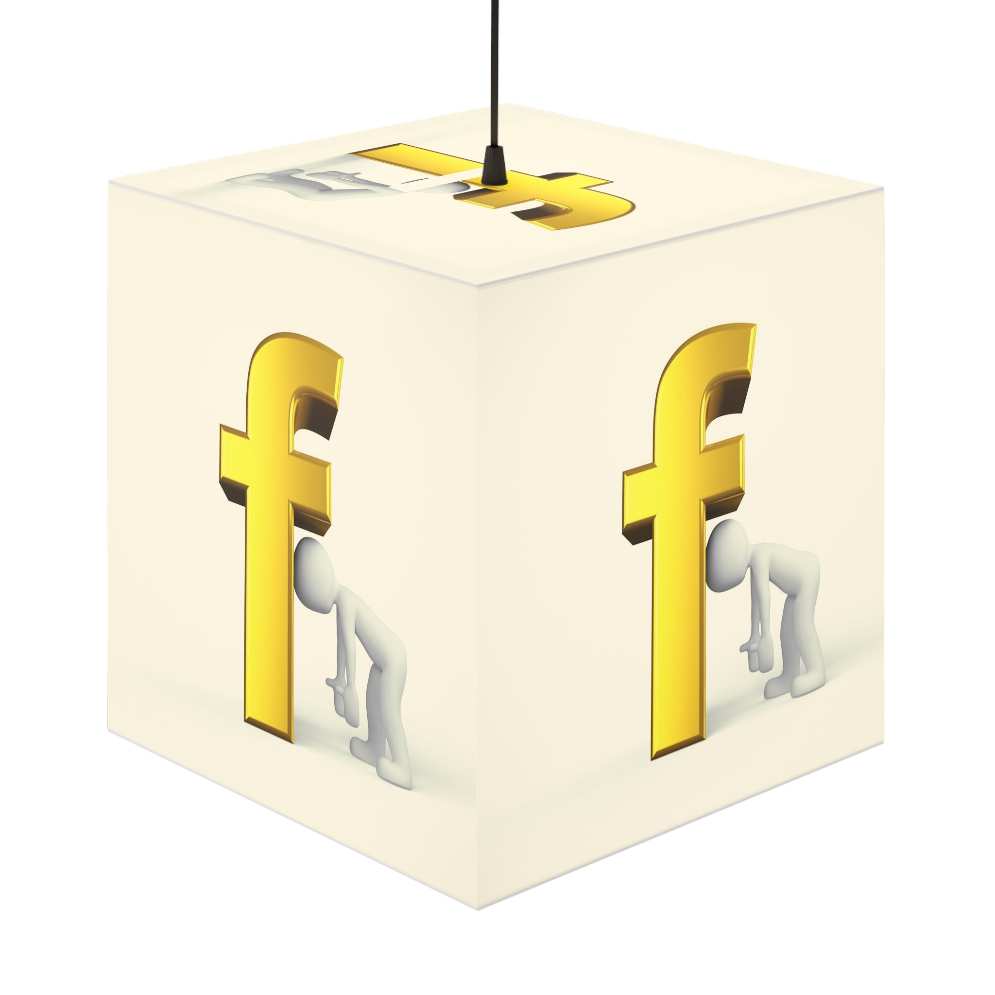 Golden Letter F Cube Lamp | Decor Light