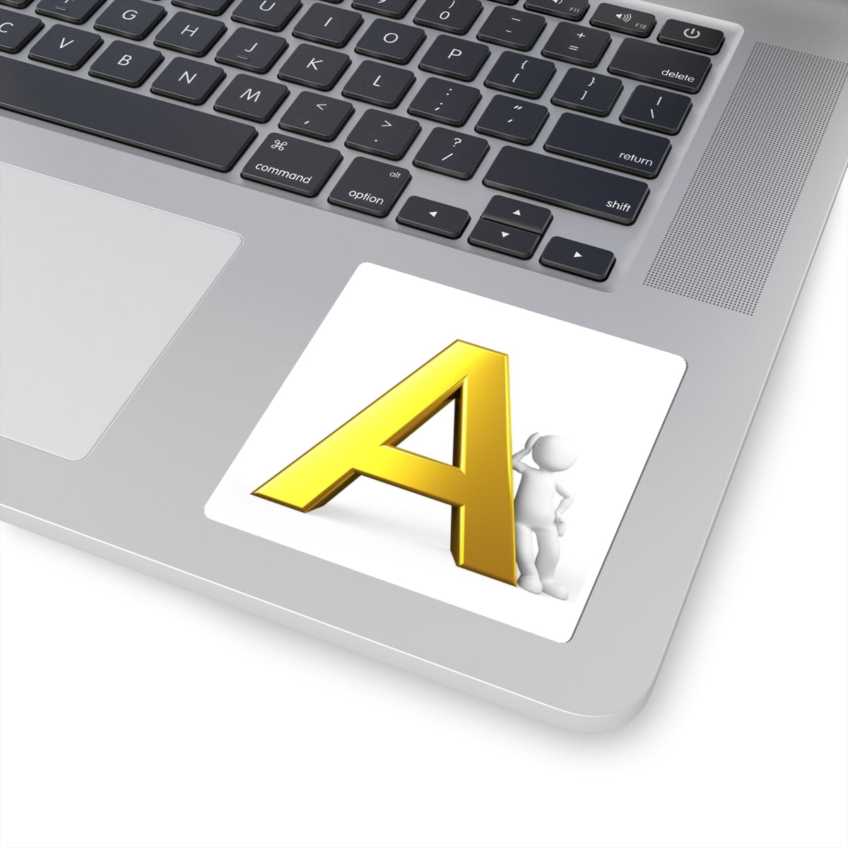 Gold Letter A with 3D Figure Sticker