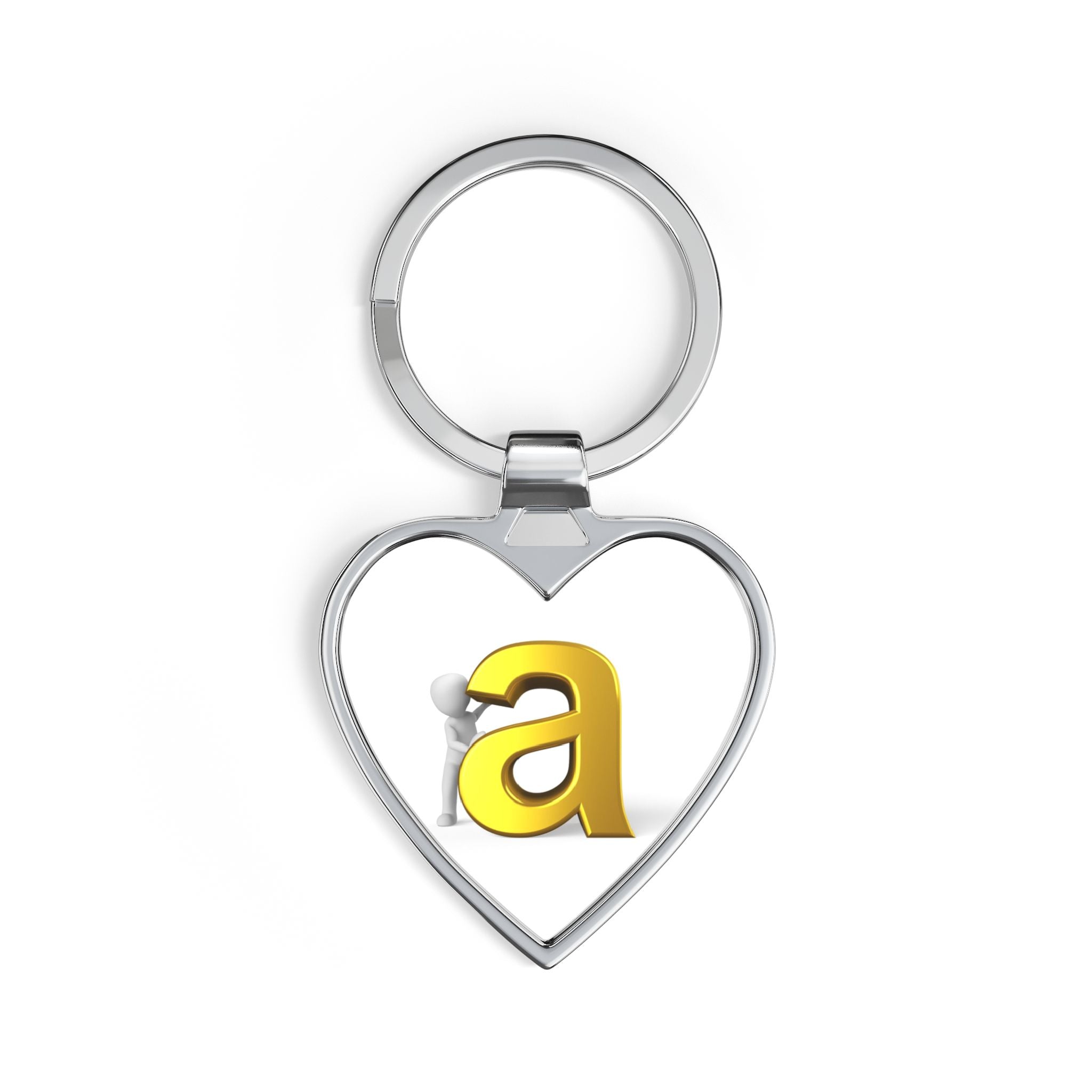 Gold Letter A Heart Keychain | Initial Monogram Keyring