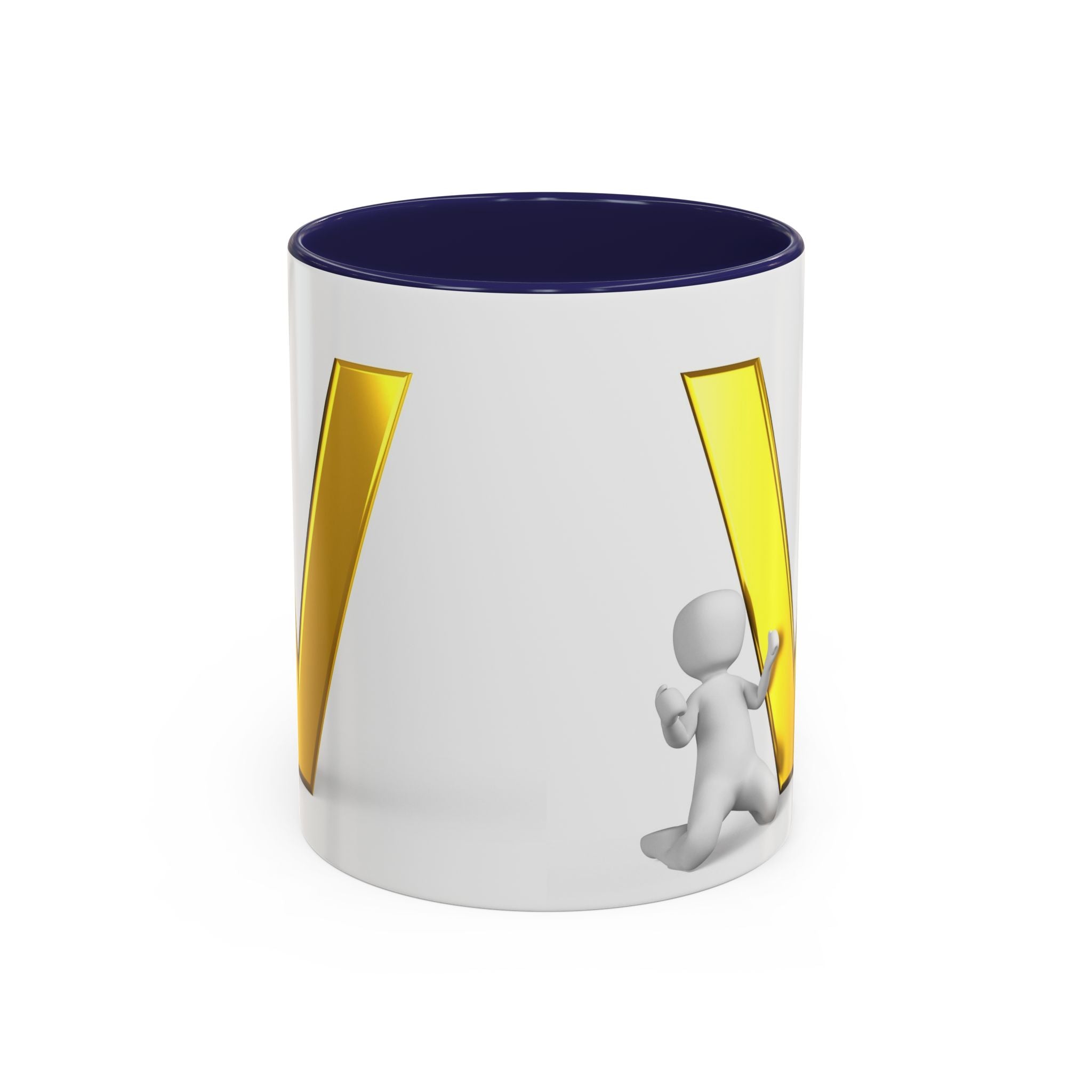 Mug lettre V dorée | Tasse à café avec anse colorée 325 ml 440 ml