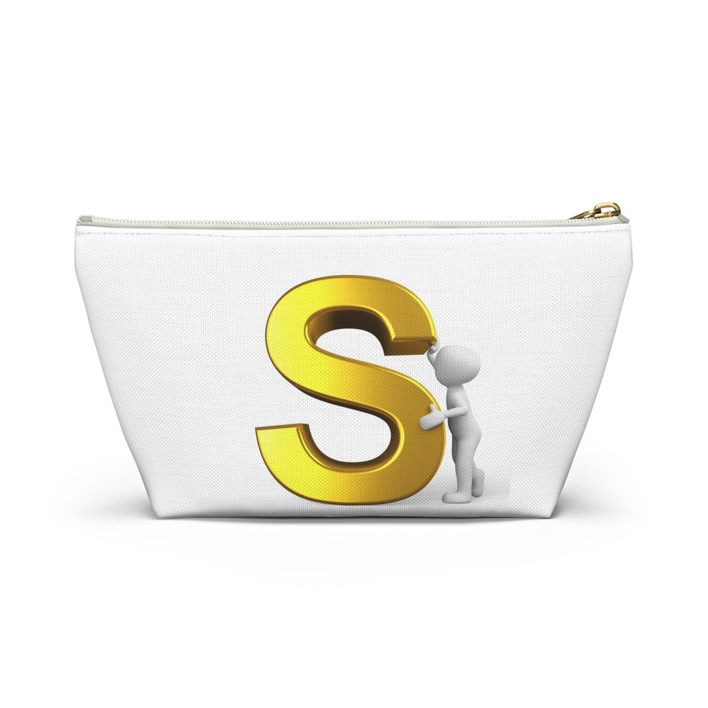 Gold Letter S Monogram Accessory Pouch
