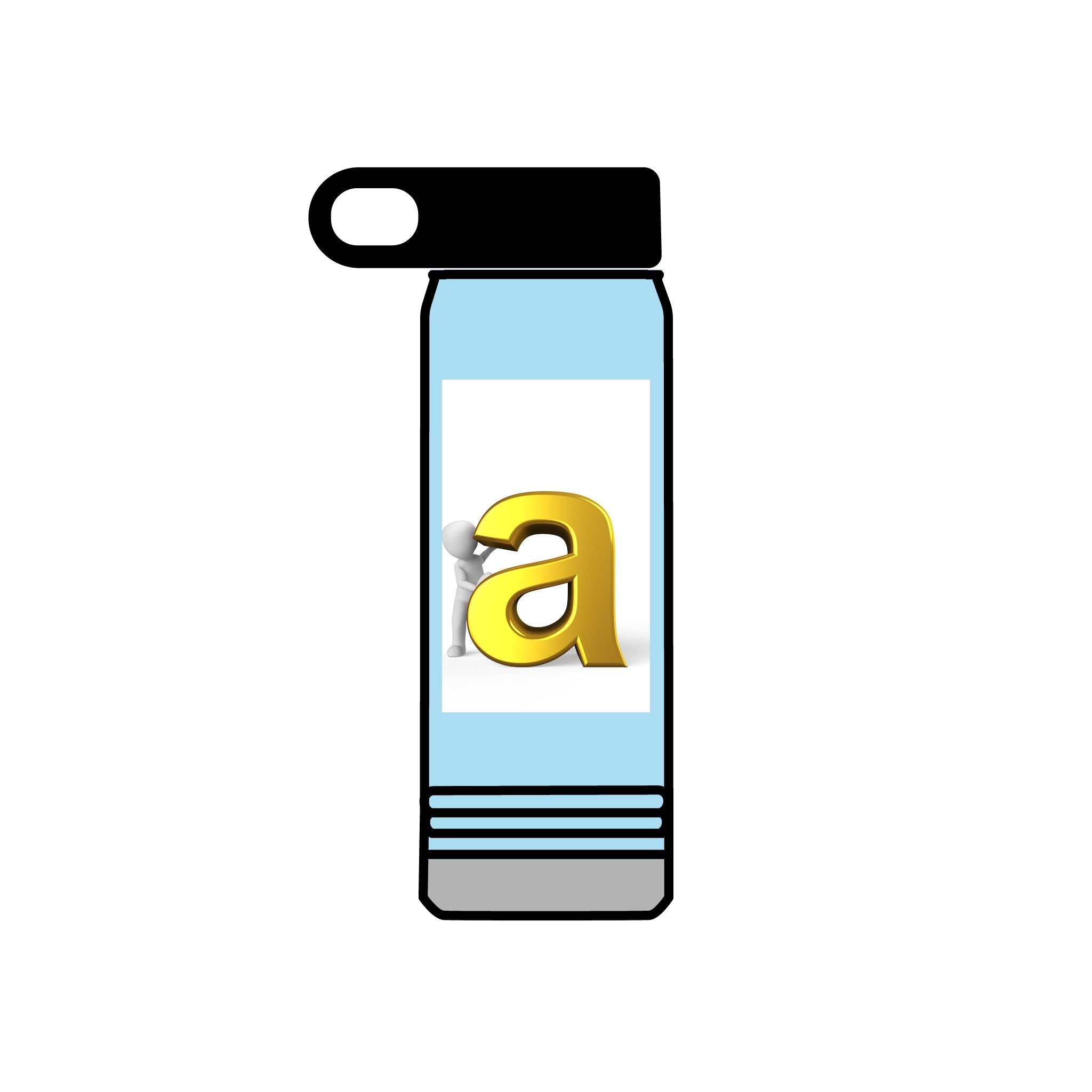 Bouteille d'eau Monogramme Lettre A Or | 590 ml