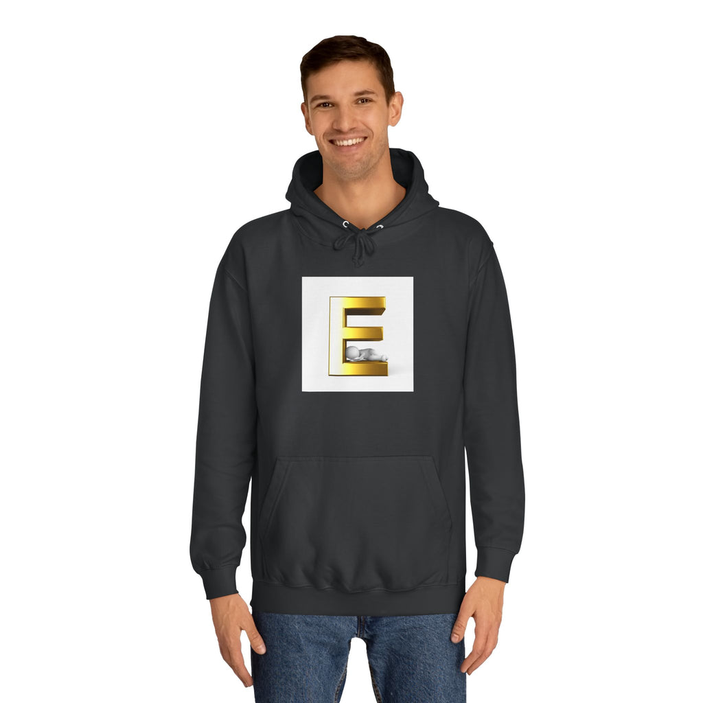 Gold 3D Letter E Hoodie | Monogram Initial Sweatshirt