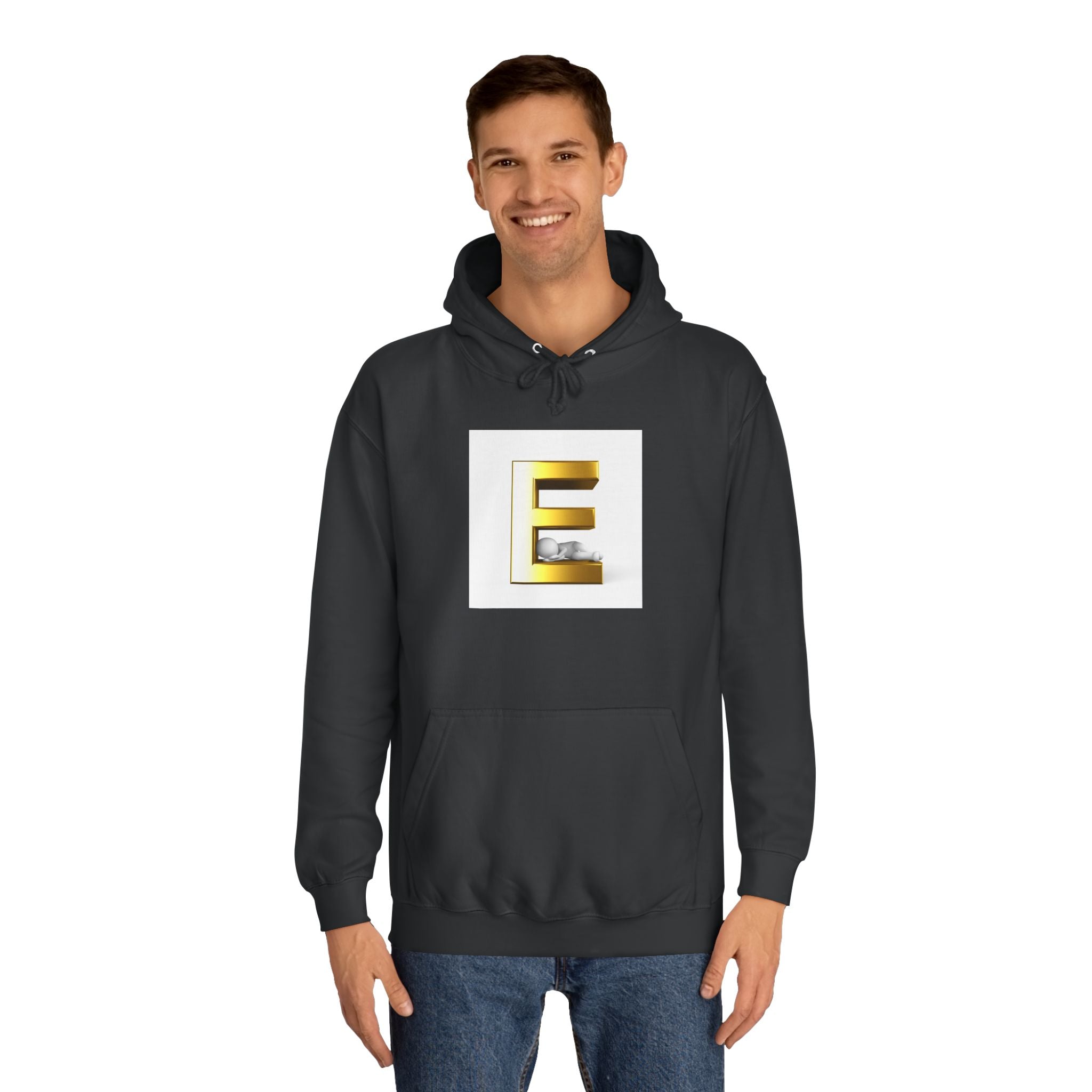 Gold 3D Letter E Hoodie | Monogram Initial Sweatshirt