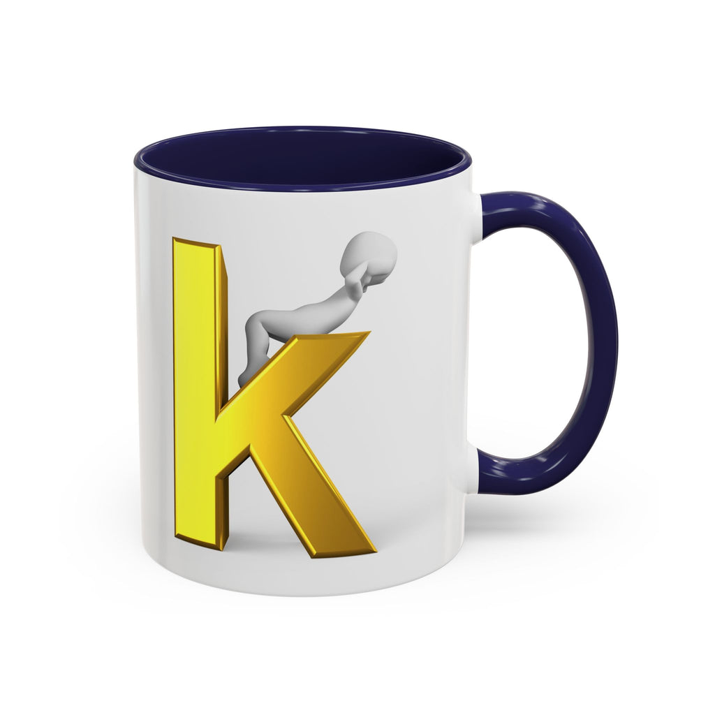 Tasse à café avec lettre K dorée | Tasse à anse colorée 325 ml ou 443 ml