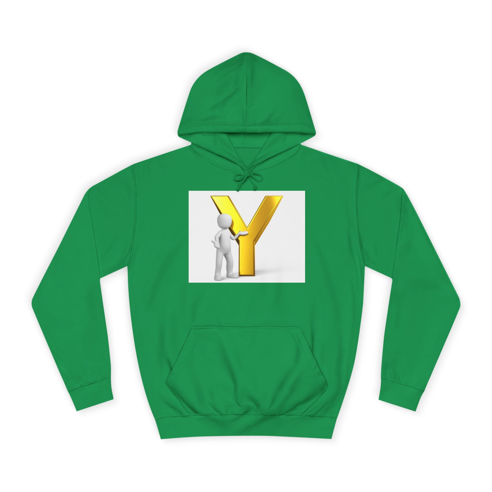 Sweat à capuche lettre Y en or 3D avec figurine | Monogramme initial