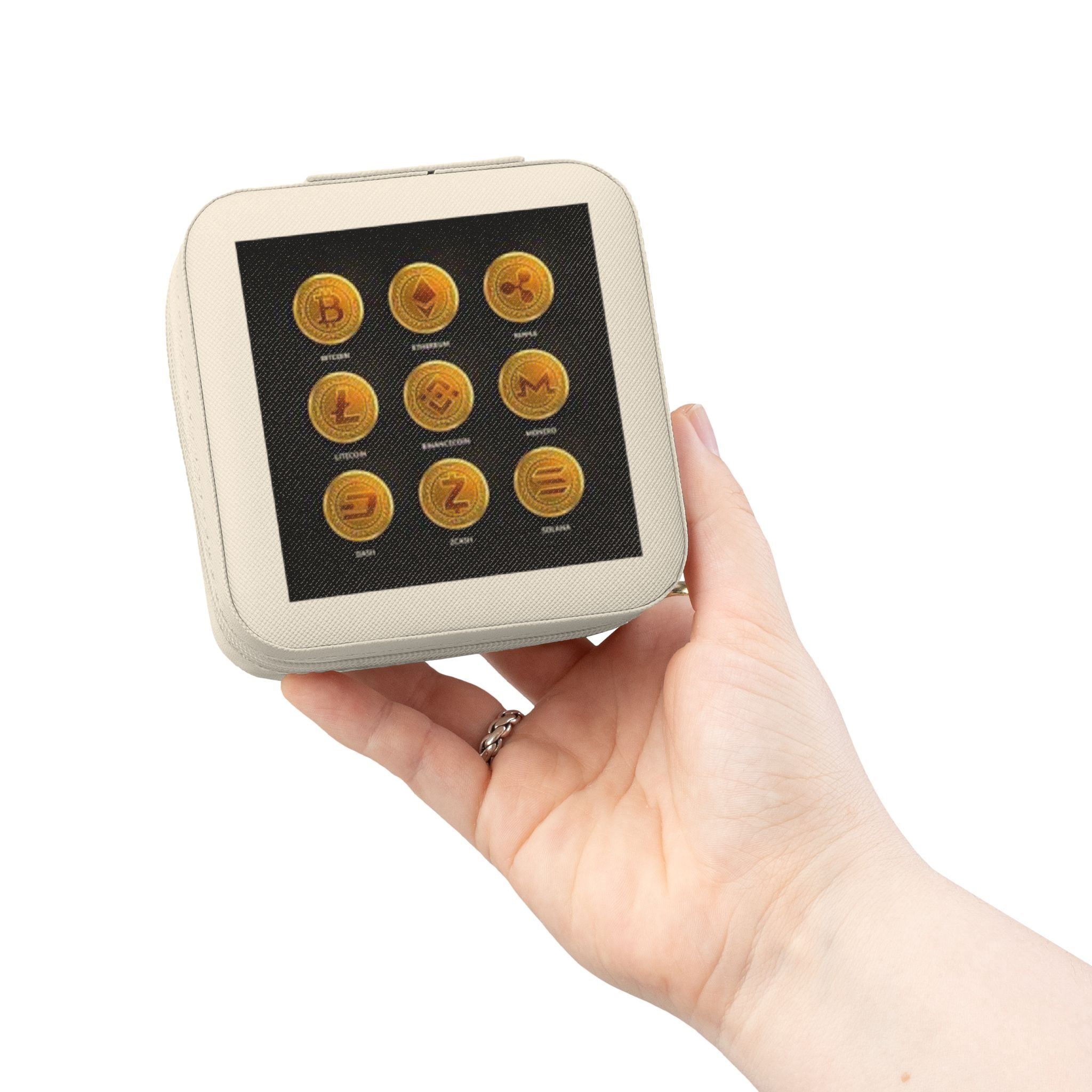 Crypto Currency Coins Jewelry Travel Case | Compact Organizer for Rings Earrings Necklaces