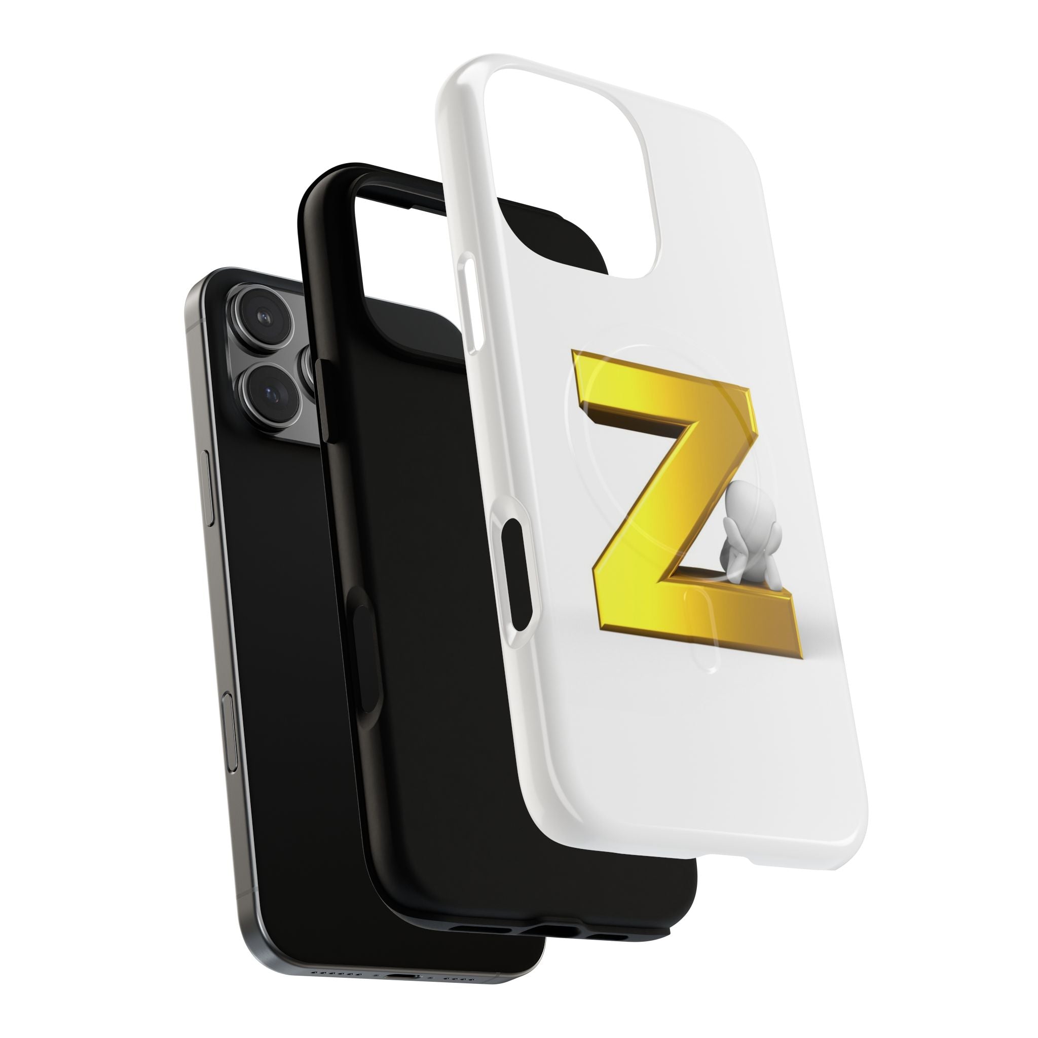Gold 3D Letter Z Phone Case | Tough Magnetic Case, Monogram Initial