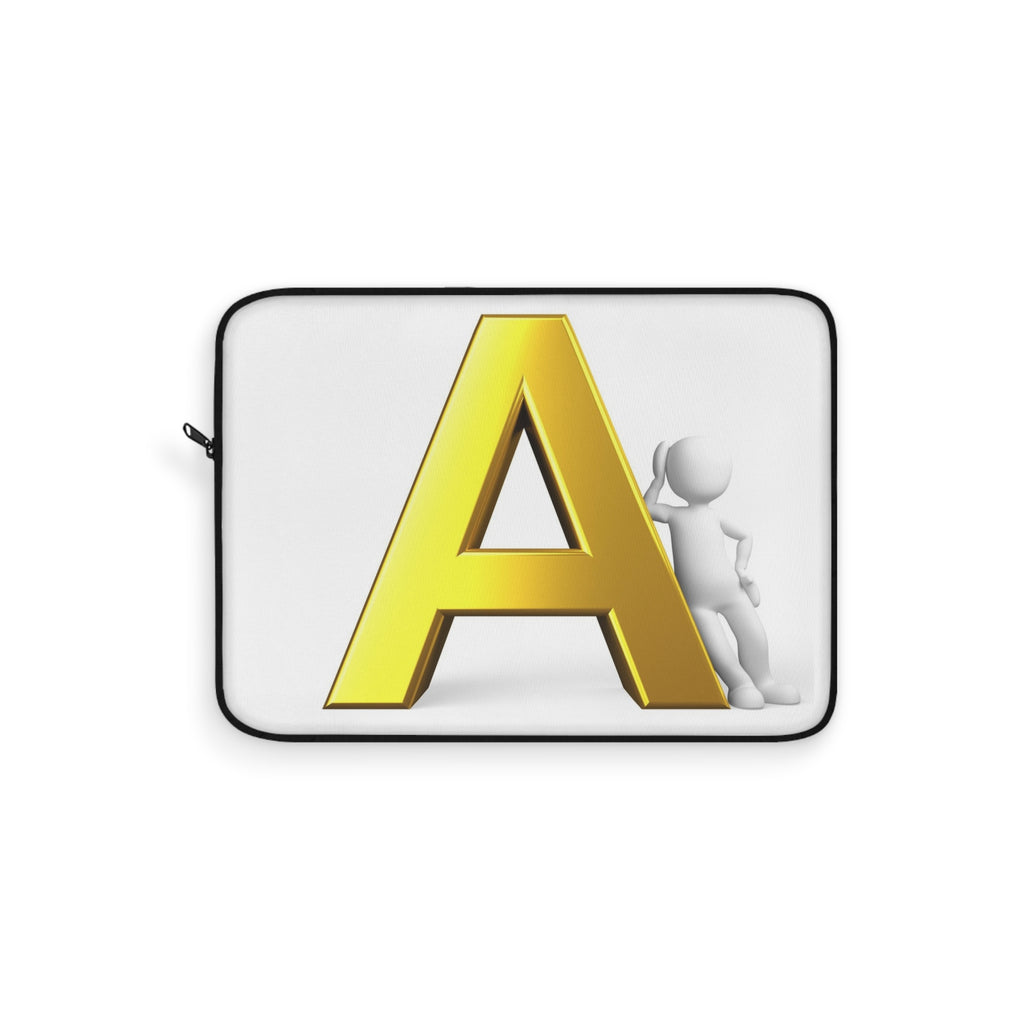 Gold Letter A Monogram Laptop Sleeve | Initial A Alphabet Case