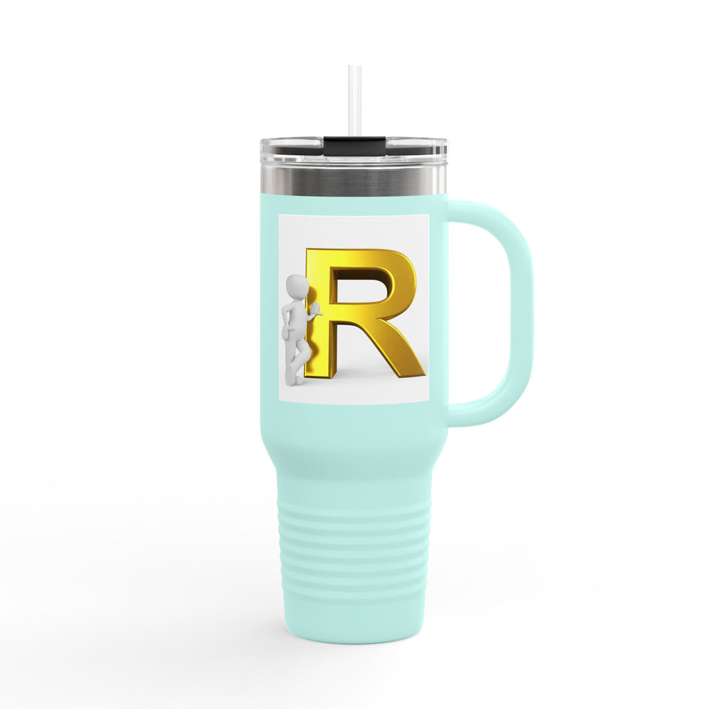 Gold 3D Letter R Initial Insulated Travel Mug | 40oz