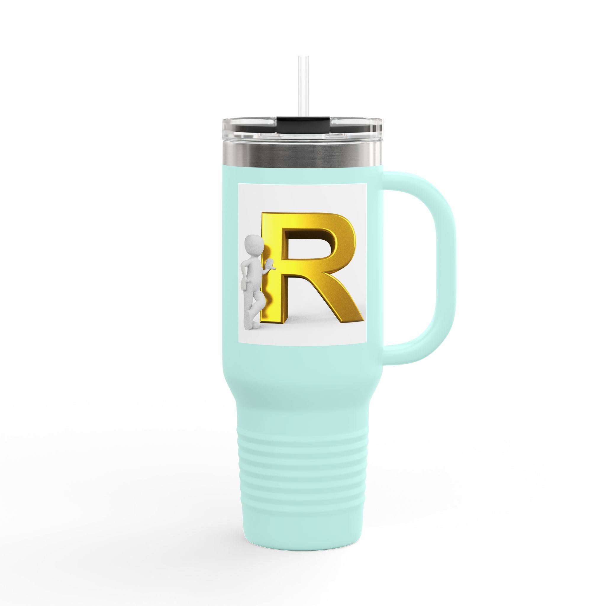 Gold 3D Letter R Initial Insulated Travel Mug | 40oz