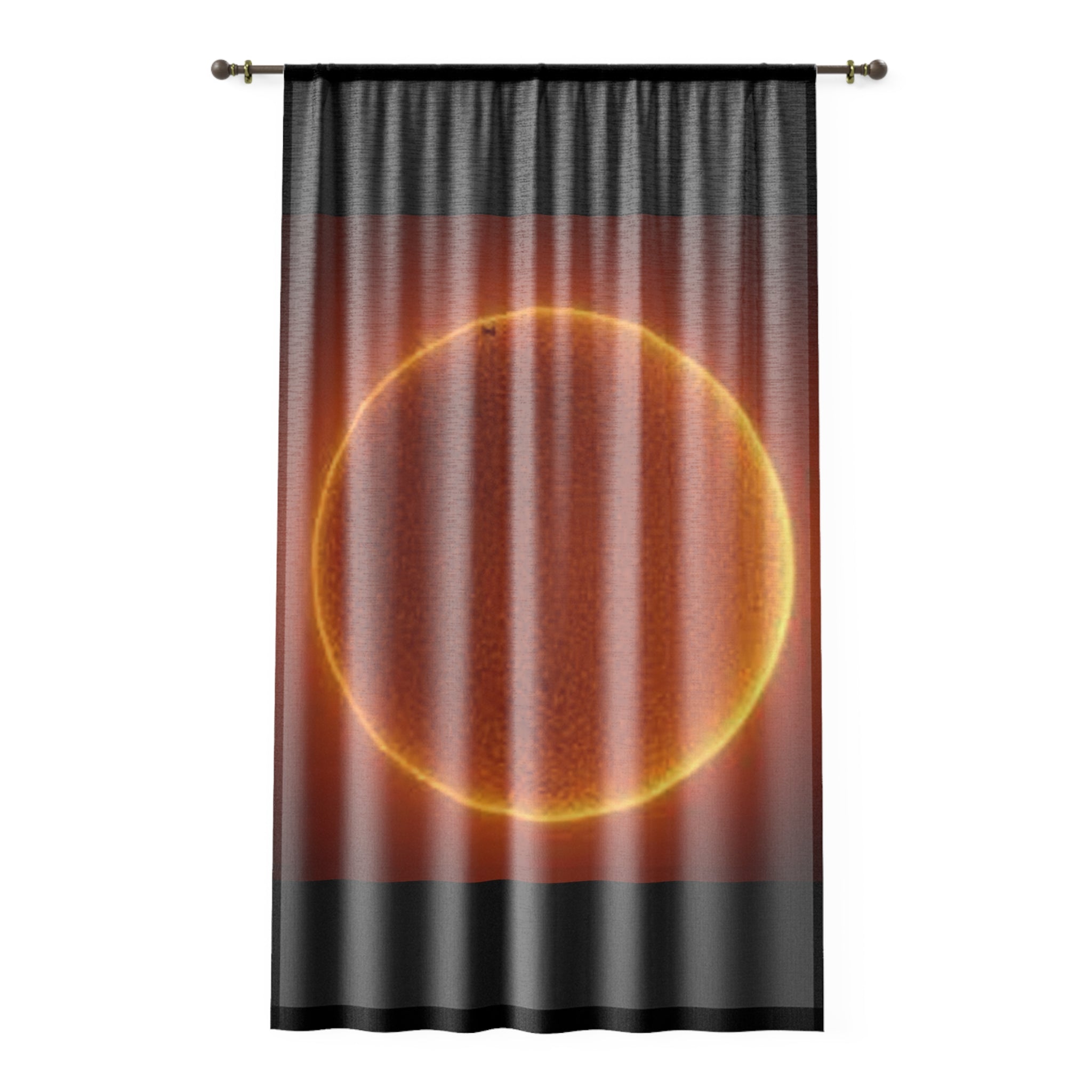Solar Eclipse Window Curtain | Glowing Sun Halo Sheer Drapery
